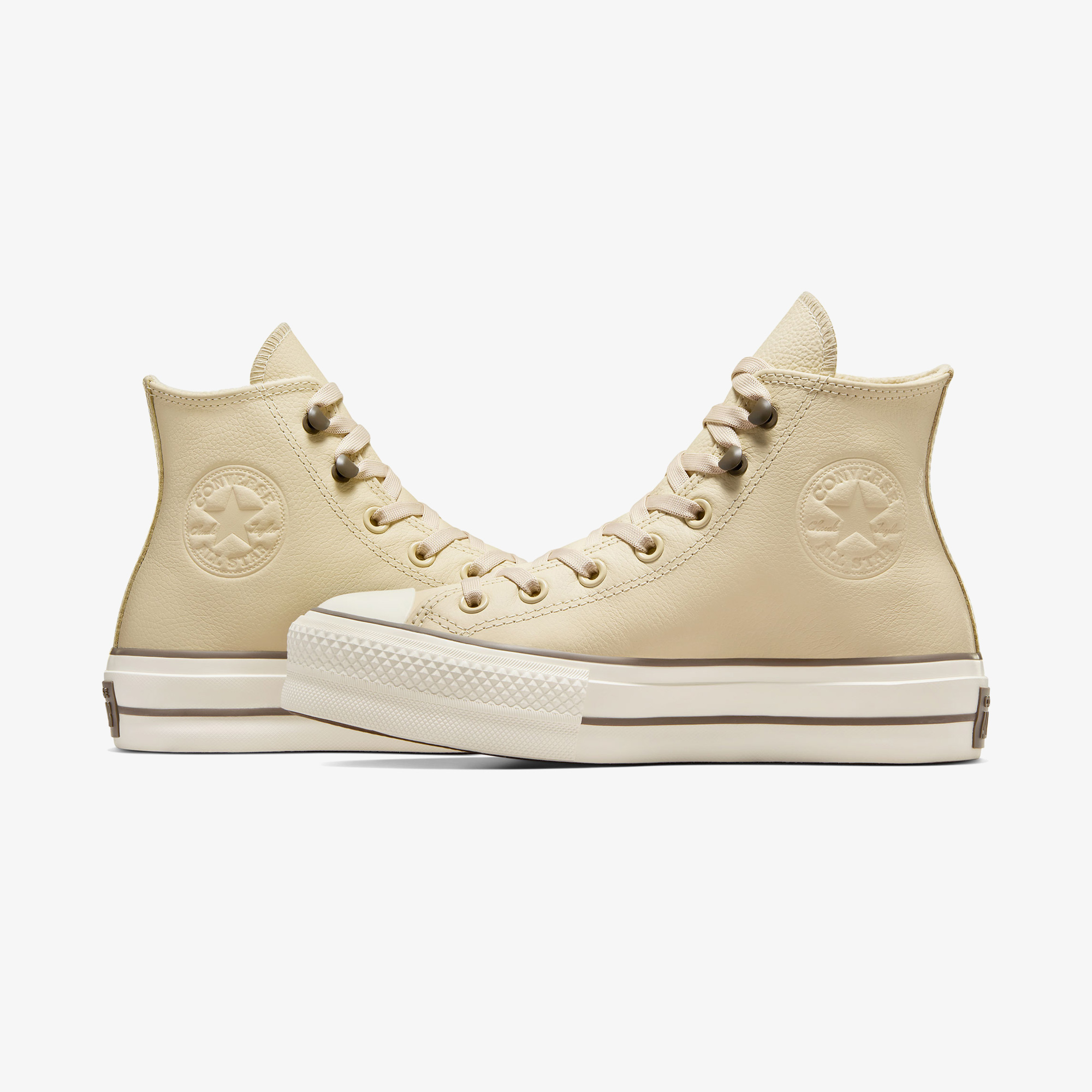 Converse Chuck Taylor All Star Lift Platform Weatherized Leather Unisex Krem Deri Bot