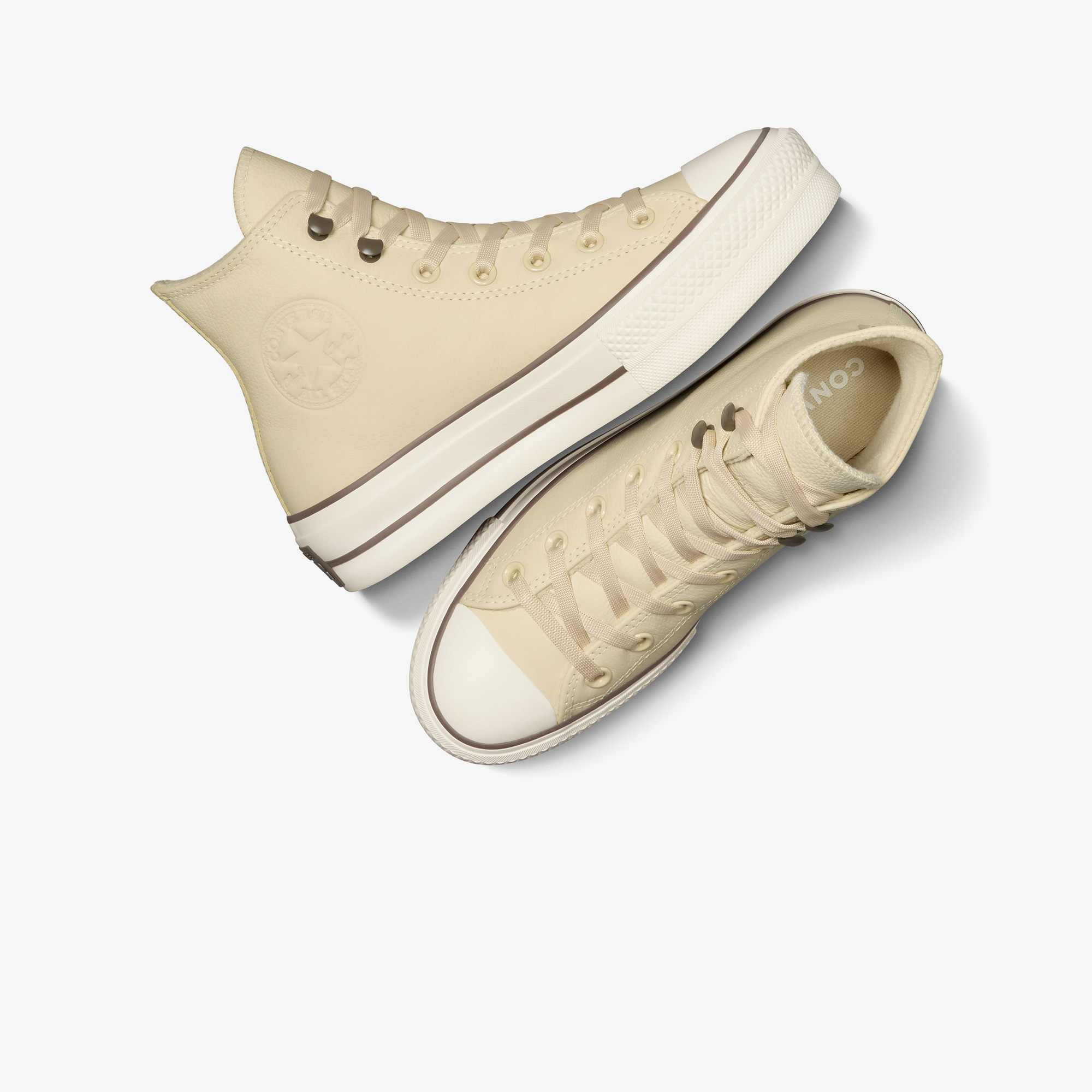 Converse Chuck Taylor All Star Lift Platform Weatherized Leather Unisex Krem Deri Bot