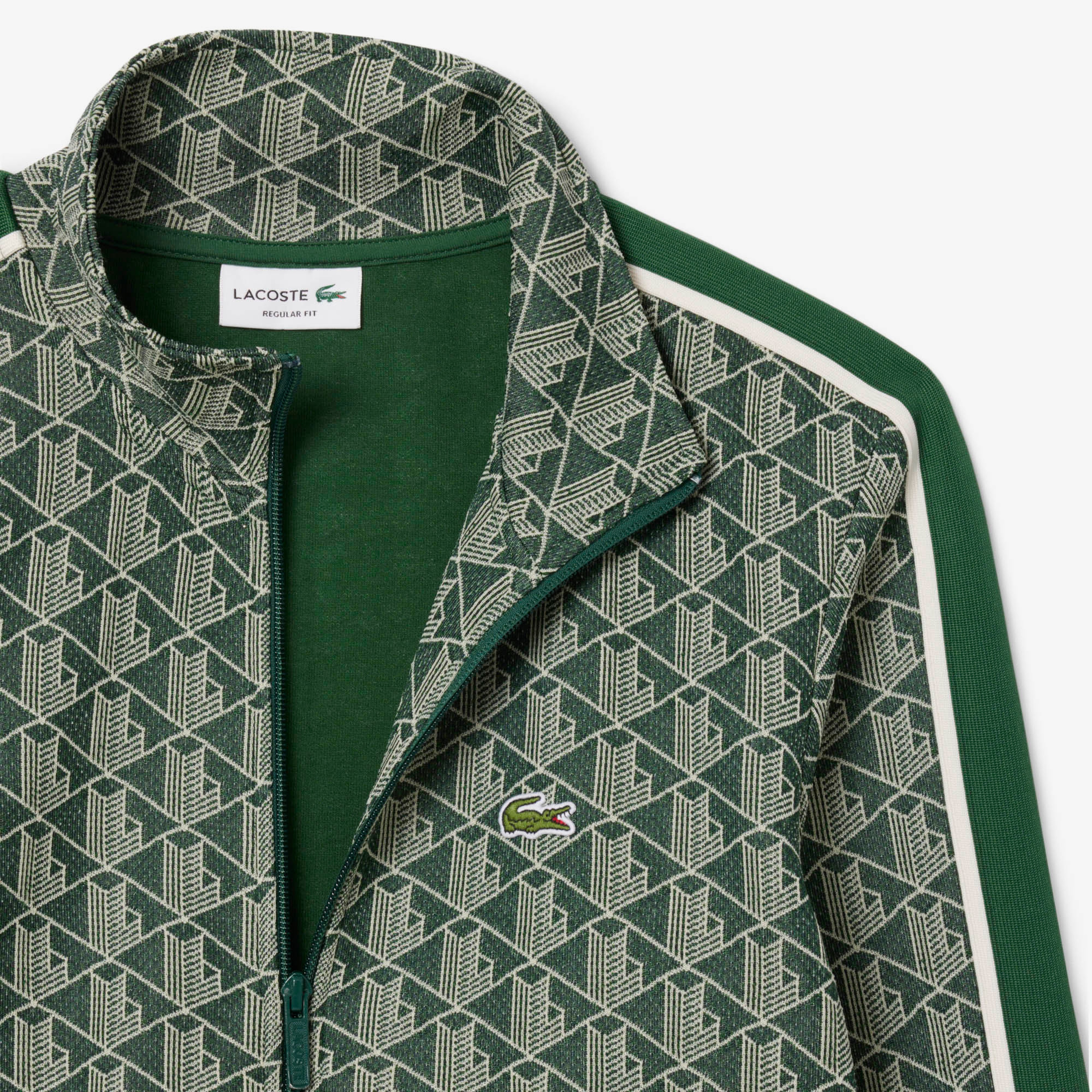 Erkek Regular Fit Dik Yaka Monogram Yeşil Sweatshirt