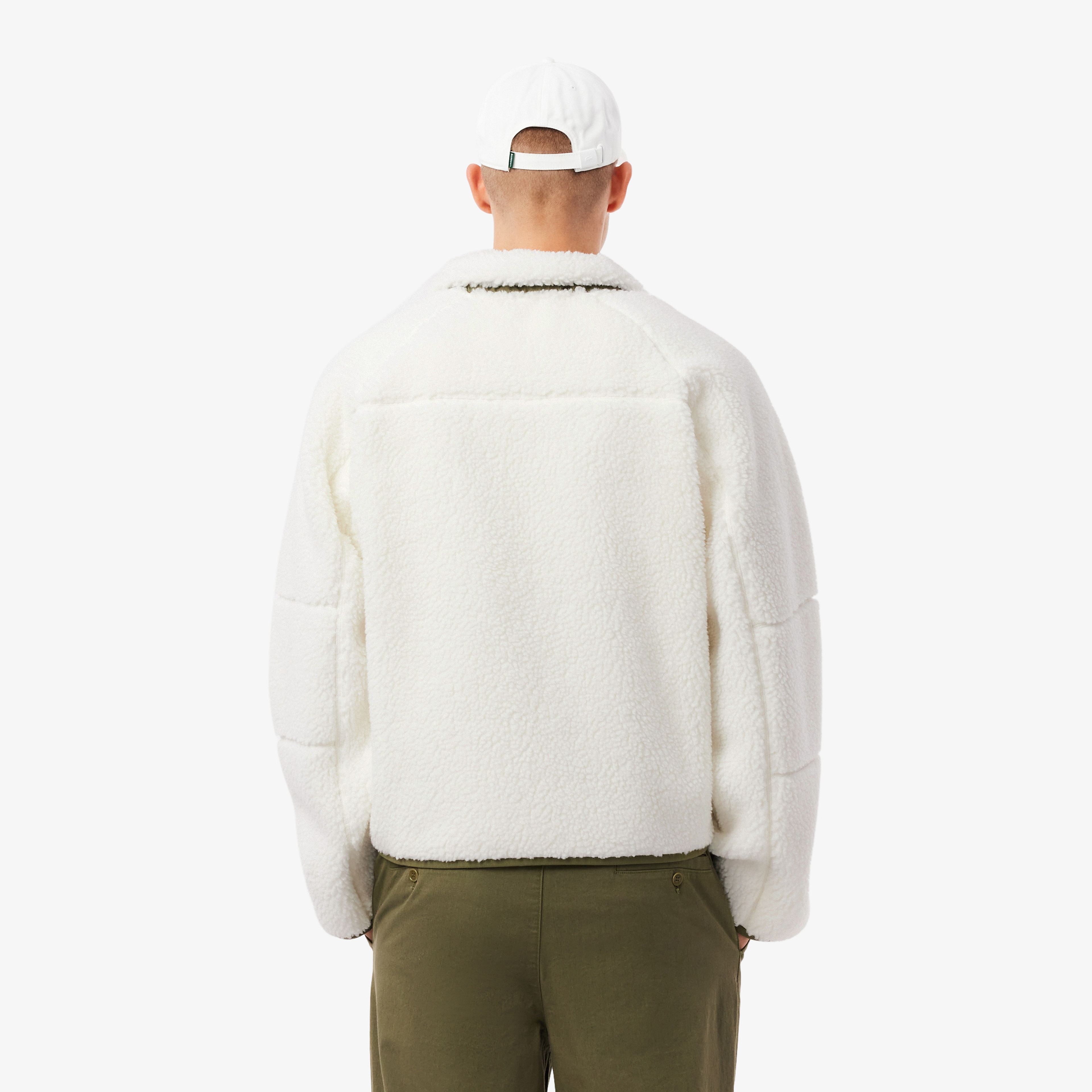 Erkek Regular Fit Fermuarlı Renk Bloklu Beyaz Mont