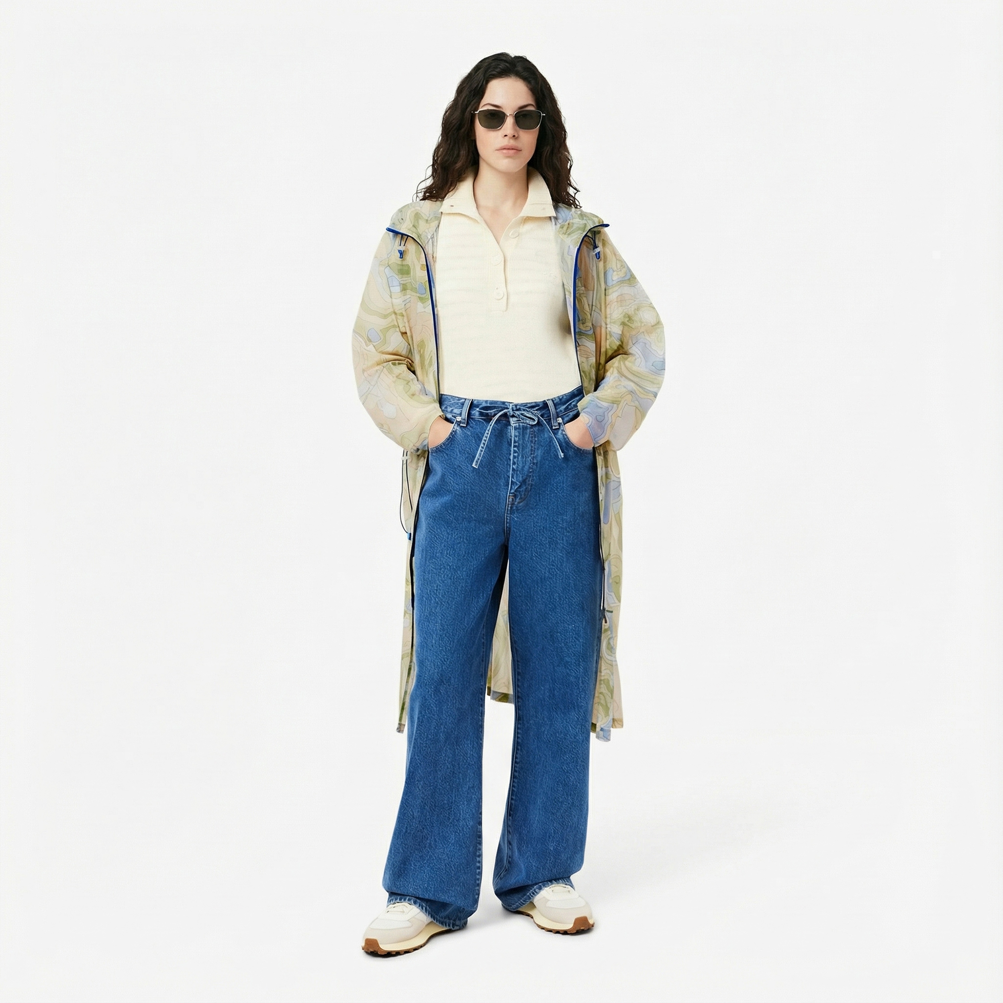 Kadın Oversize Fit Kapüşonlu Renkli Mont