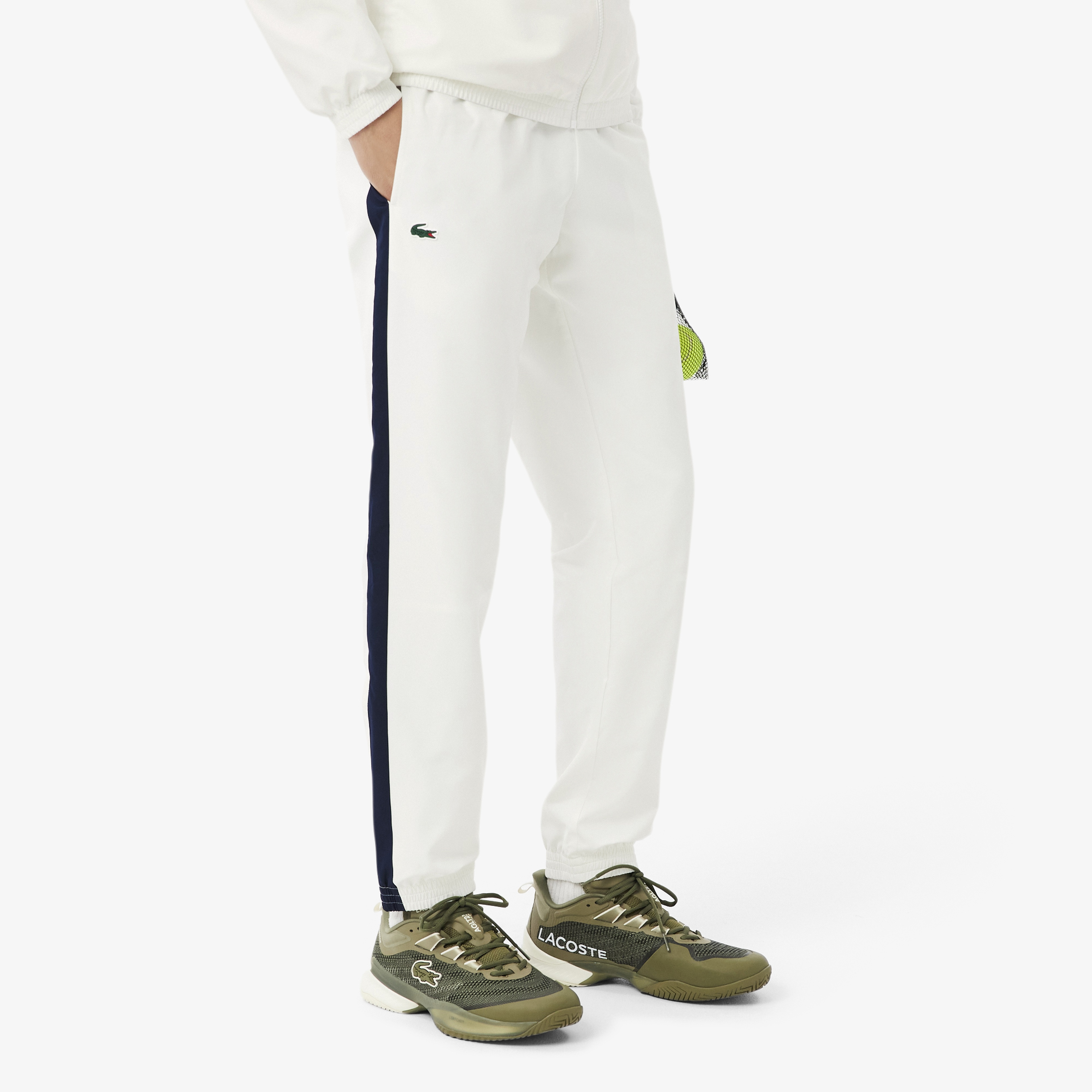 Erkek Regular Fit Fermuarlı Renk Bloklu Beyaz Eşofman Takımı