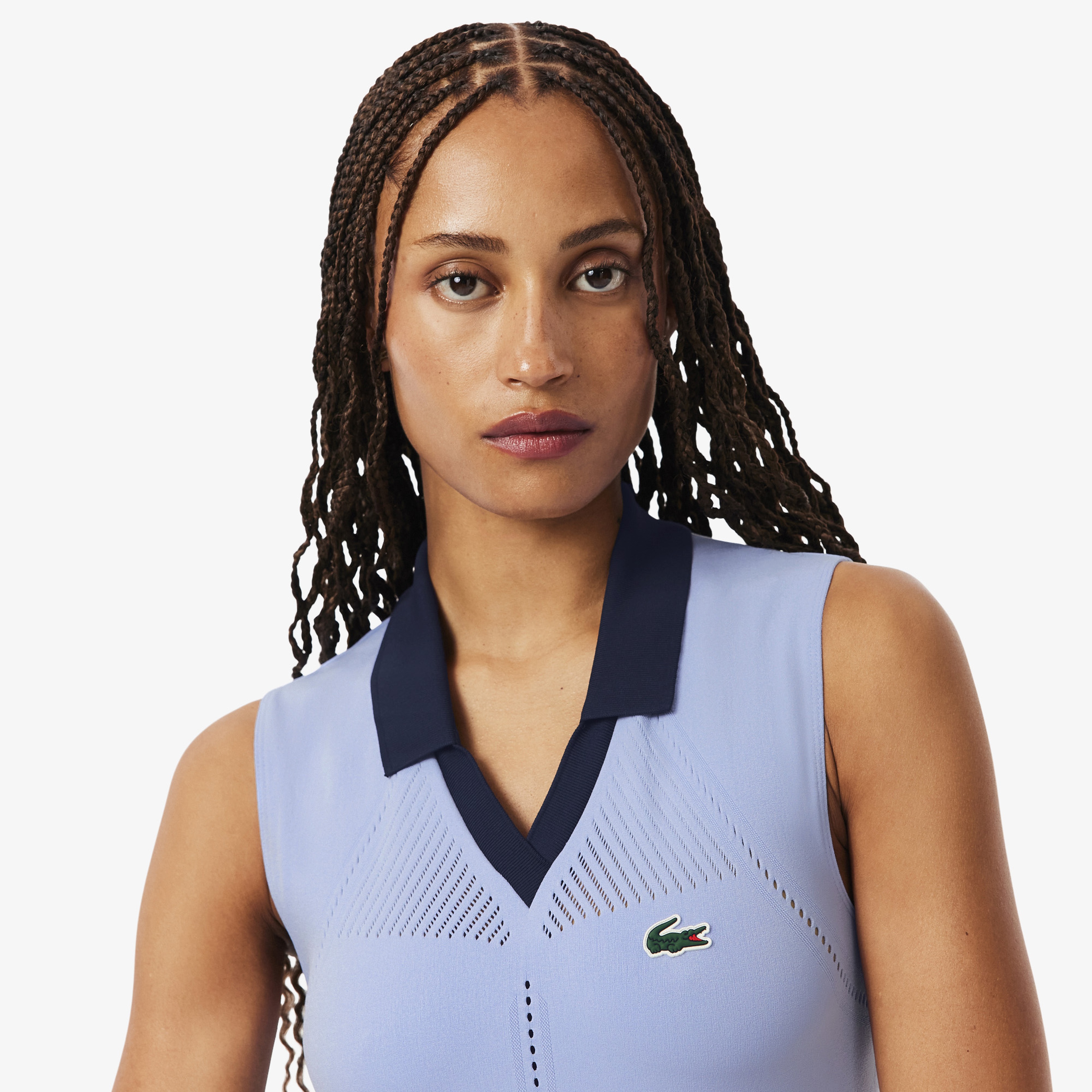 Kadın Slim Fit Kolsuz Mavi Polo