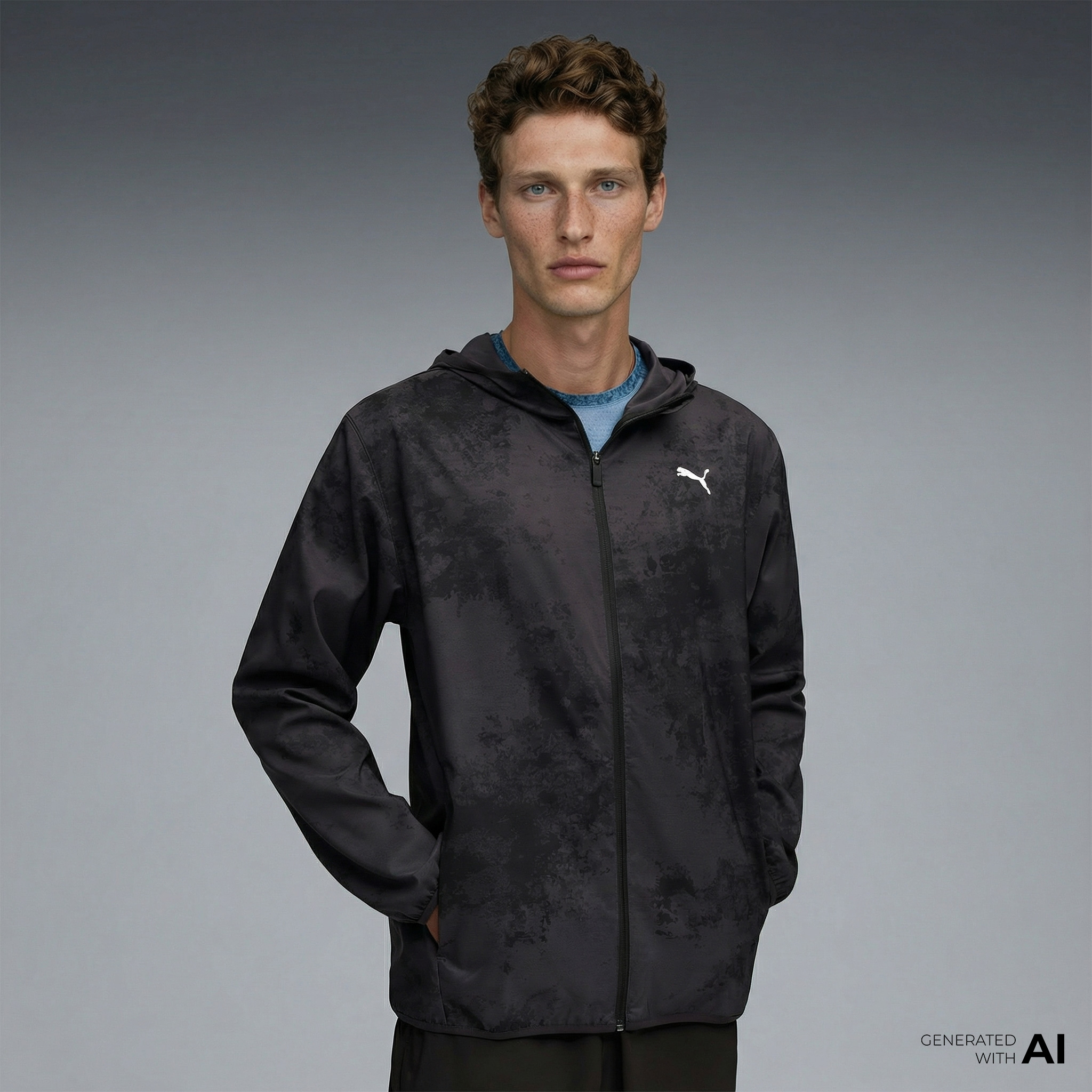 Puma Tad Ess Aop Woven Erkek Siyah Antrenman Ceketi