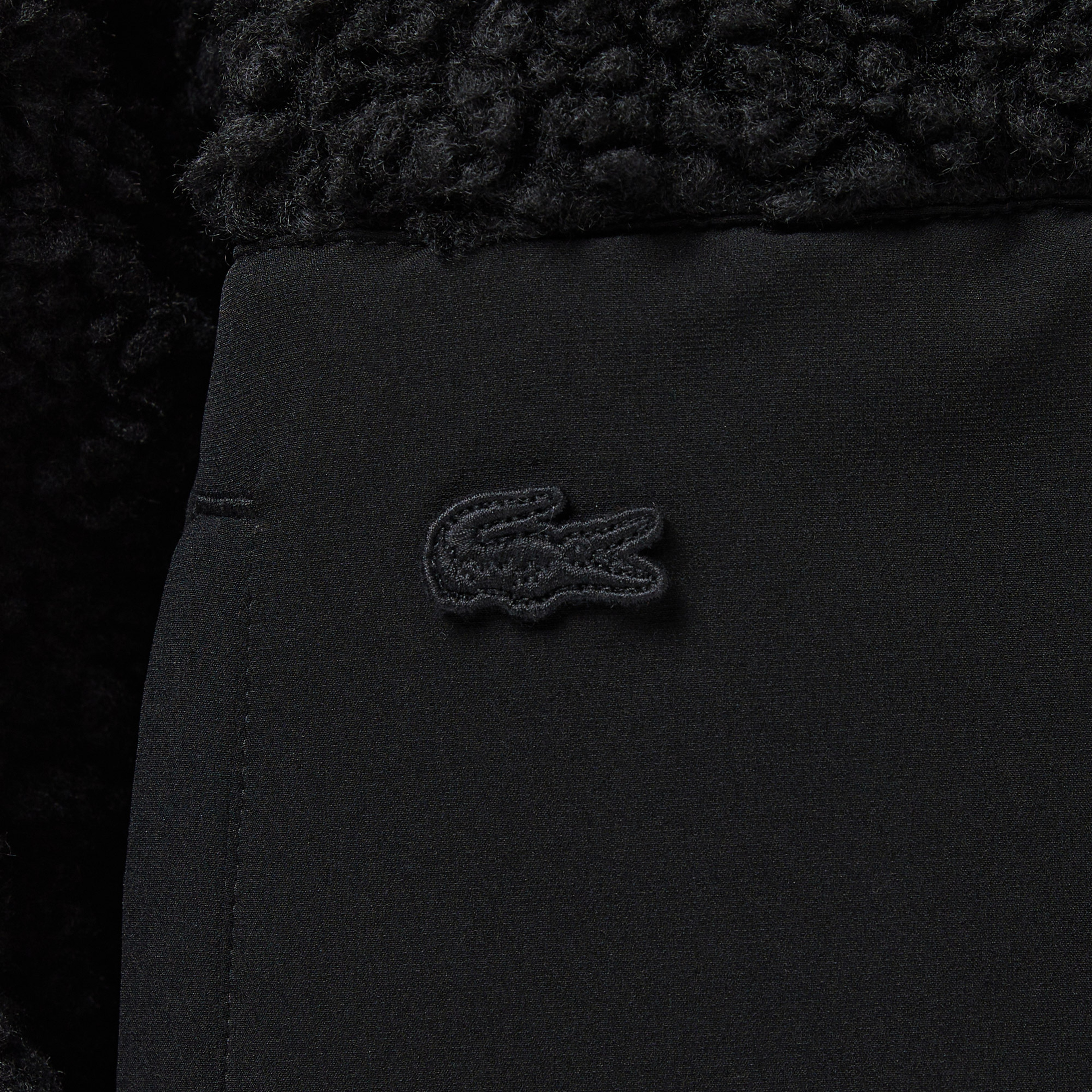 Lacoste Kadın Dik Yaka Renk Bloklu Siyah Ceket