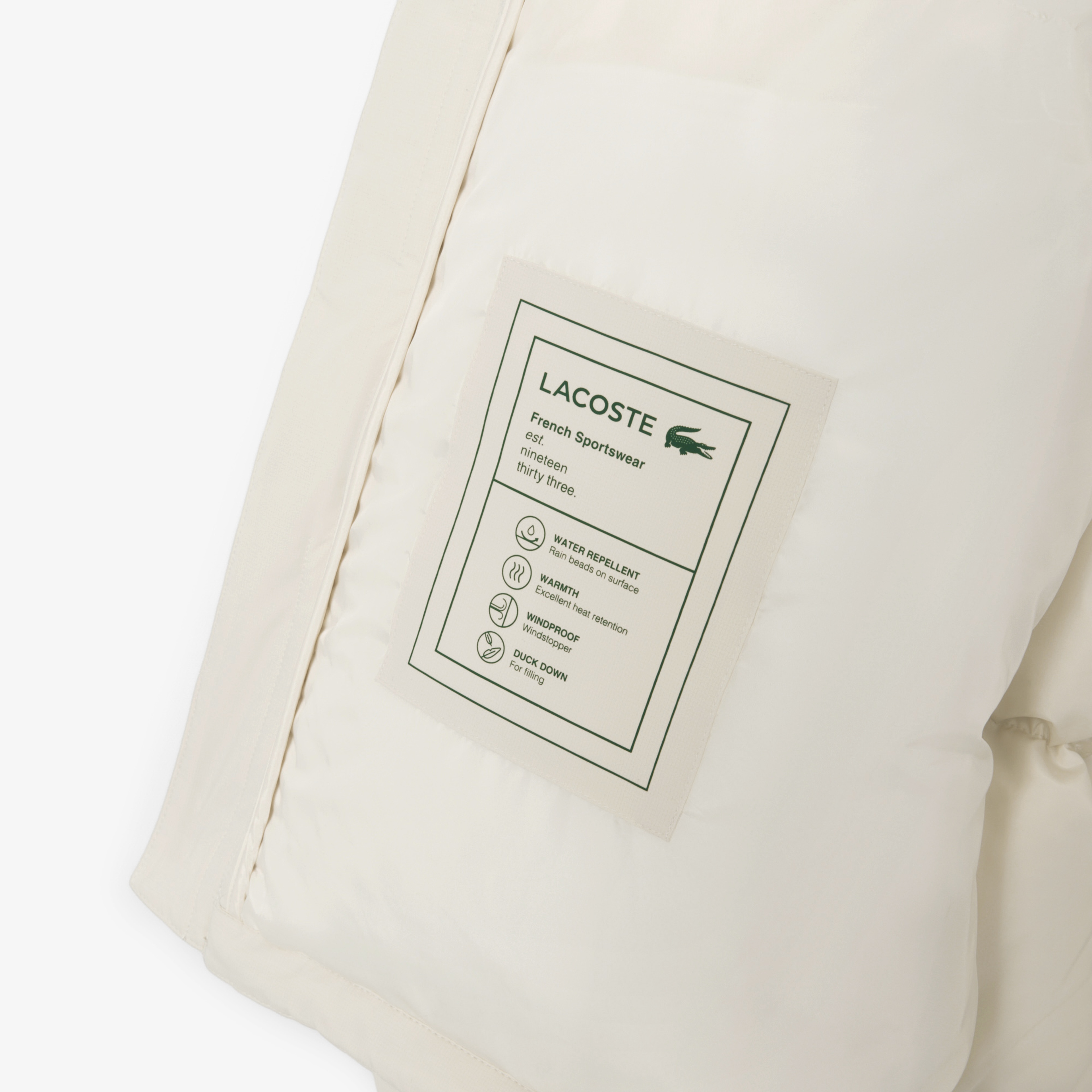 Lacoste Erkek Relaxed Fit Kapüşonlu Krem Mont