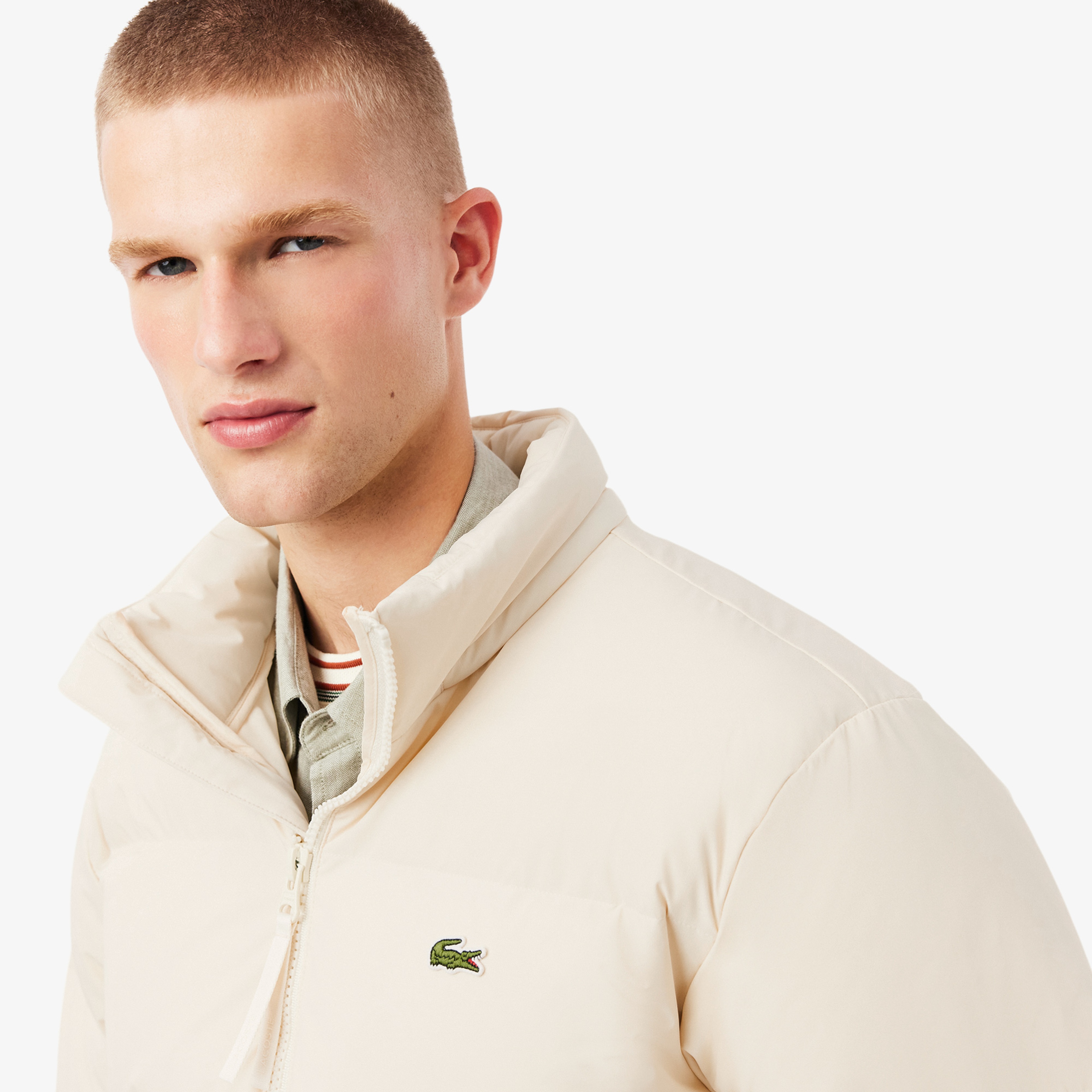Lacoste Erkek Relaxed Fit Kapüşonlu Krem Mont