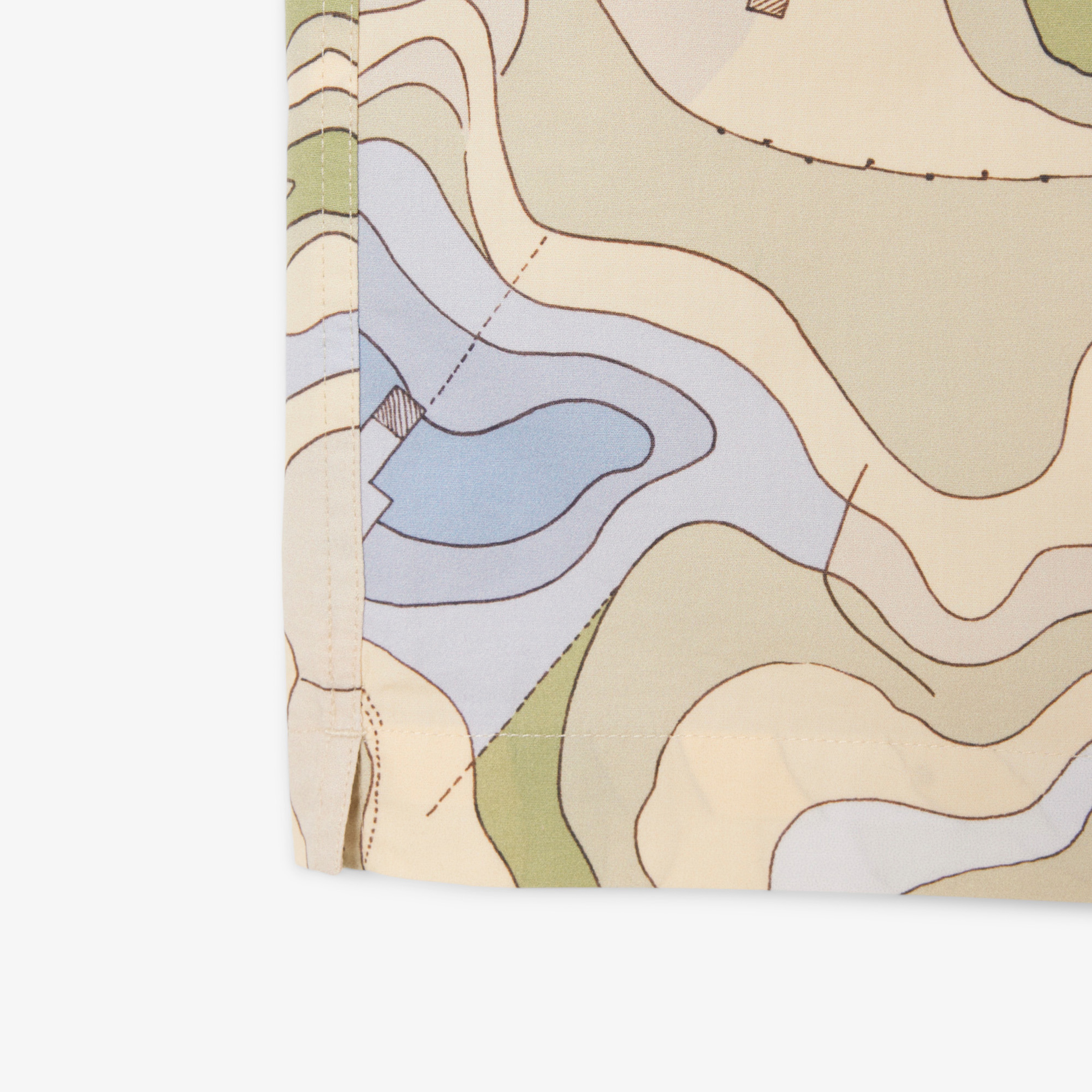 Erkek Relaxed Fit Kısa Kollu Desenli Bej Gömlek