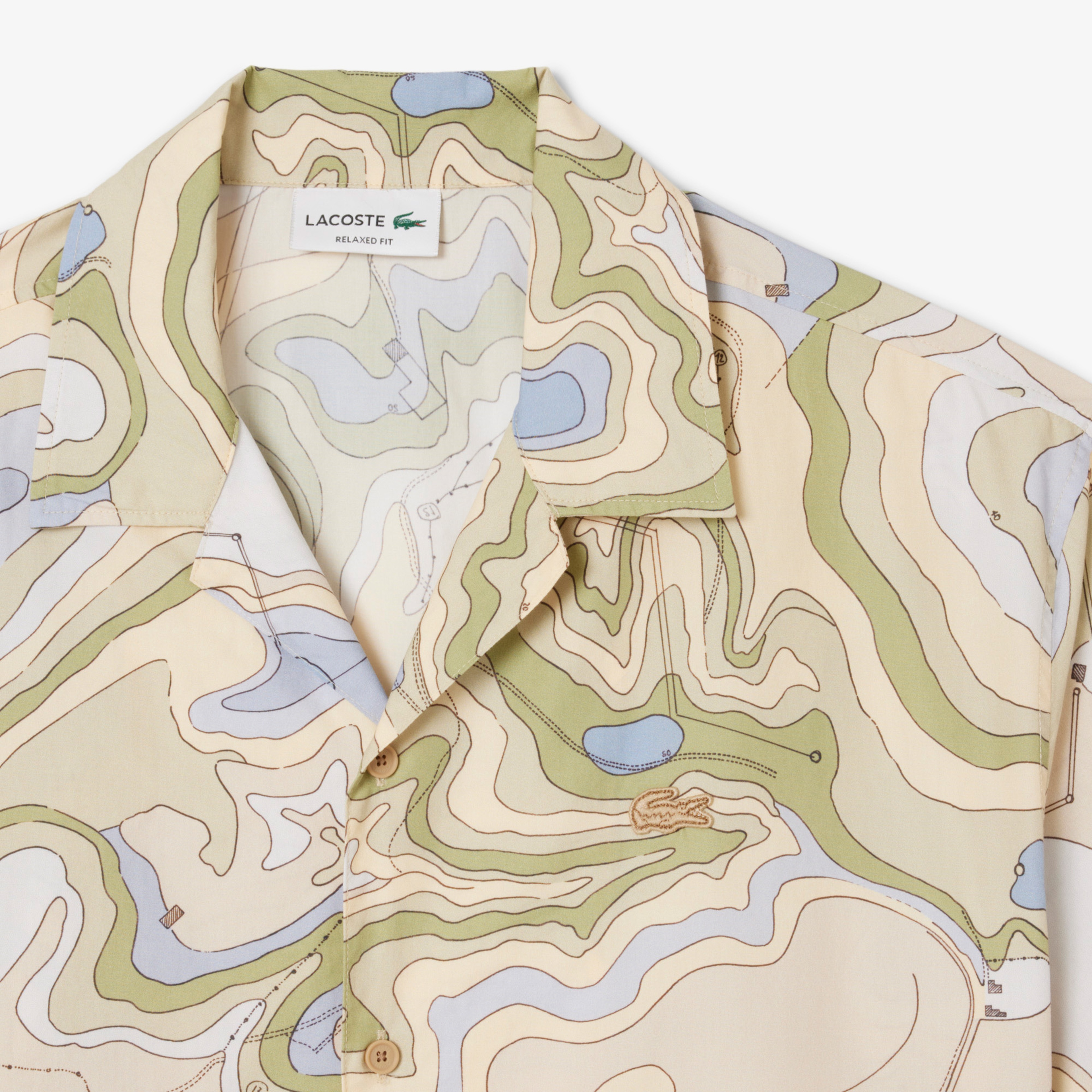 Erkek Relaxed Fit Kısa Kollu Desenli Bej Gömlek