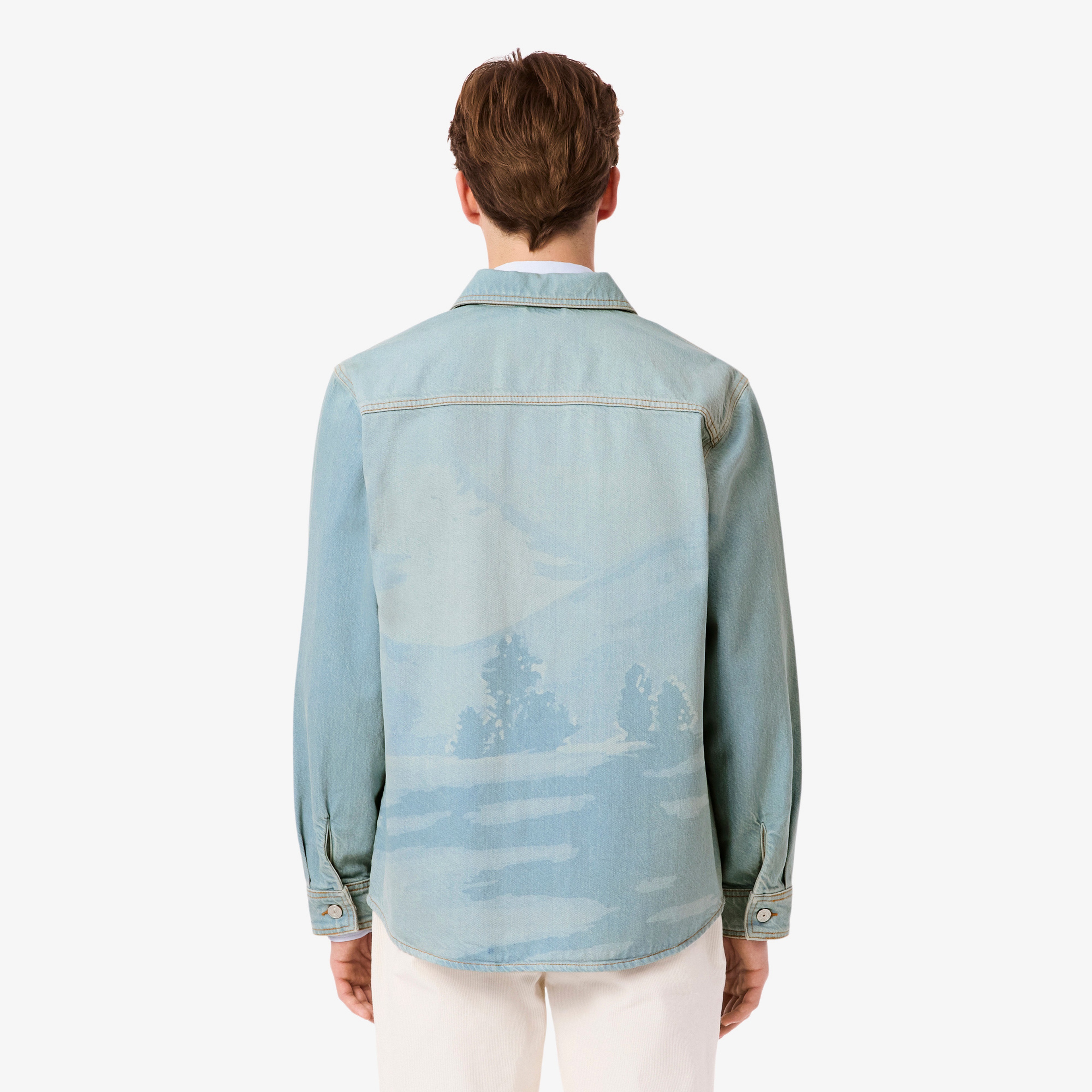 Erkek Regular Fit Baskılı Mavi Gömlek