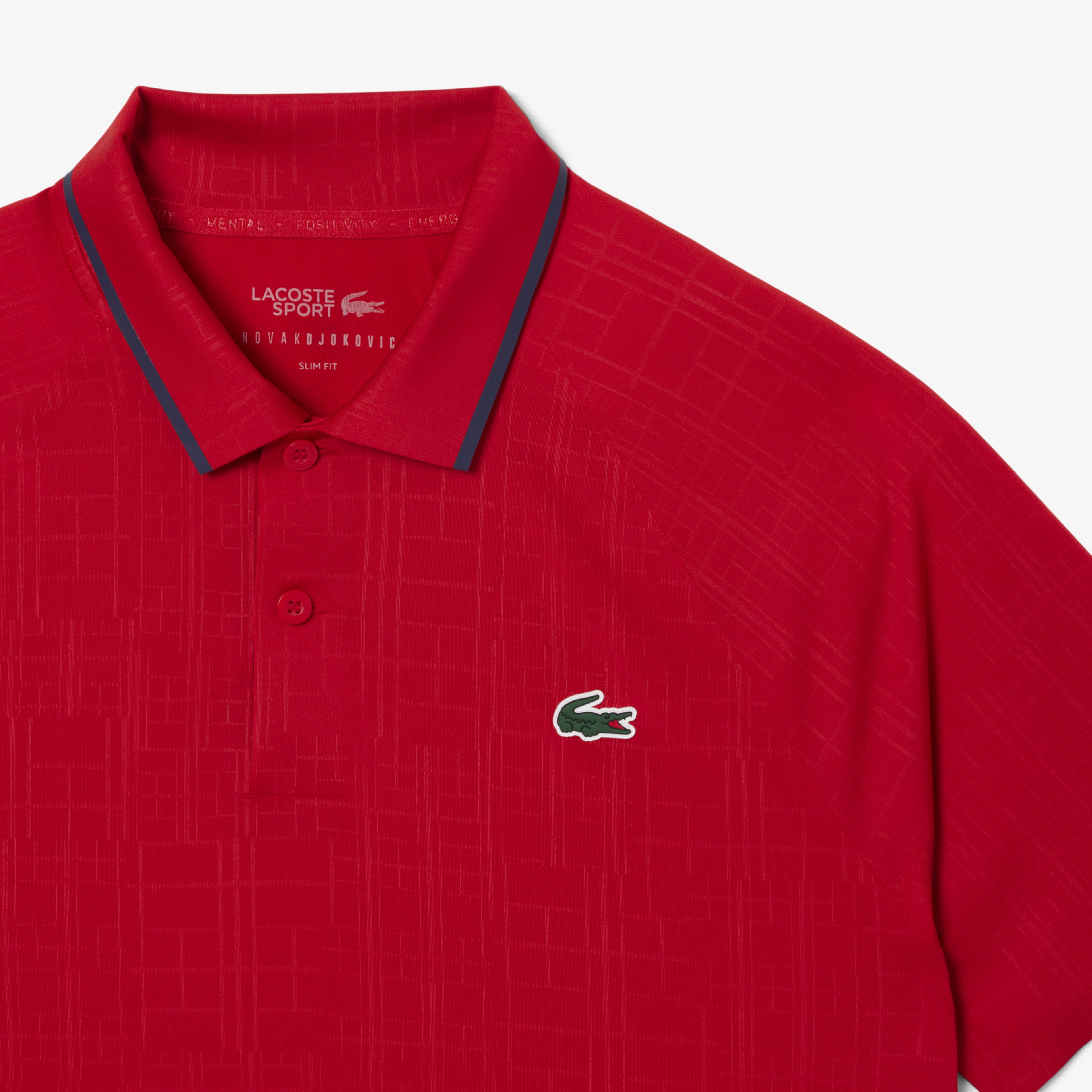 Lacoste Tennis x Novak Djokovic Erkek Slim Fit Desenli Kırmızı Polo