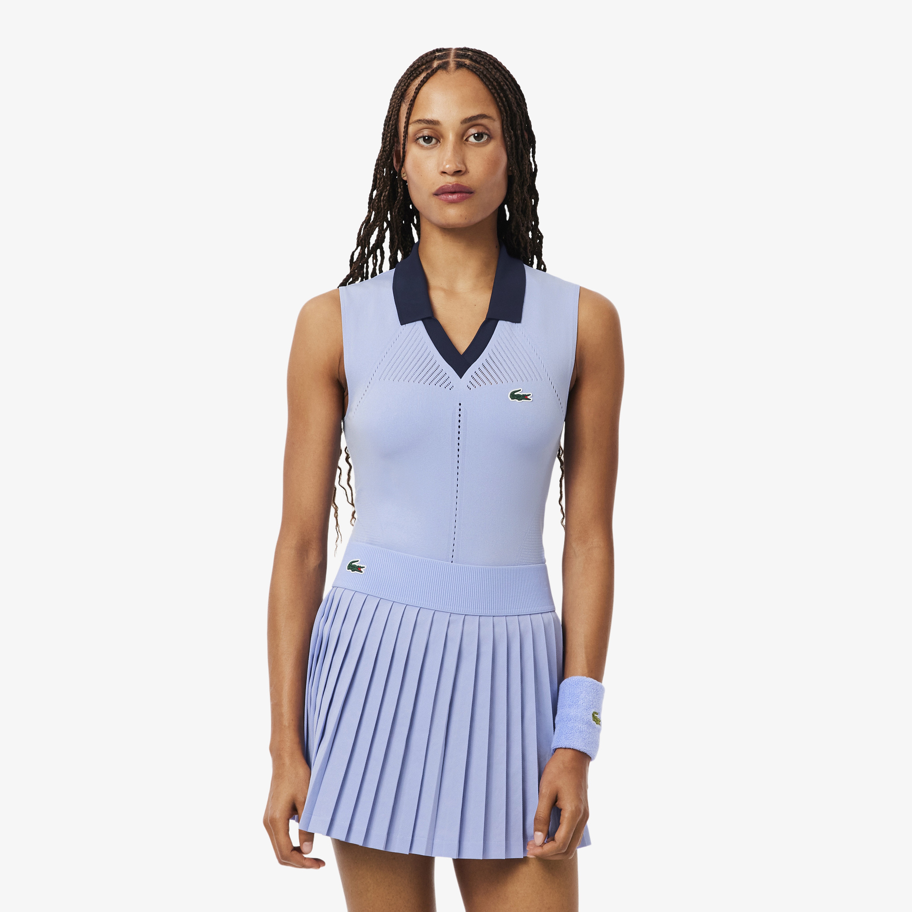 Kadın Slim Fit Kolsuz Mavi Polo