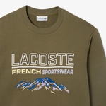 Erkek Classic Fit Bisiklet Yaka Baskılı Haki Sweatshirt
