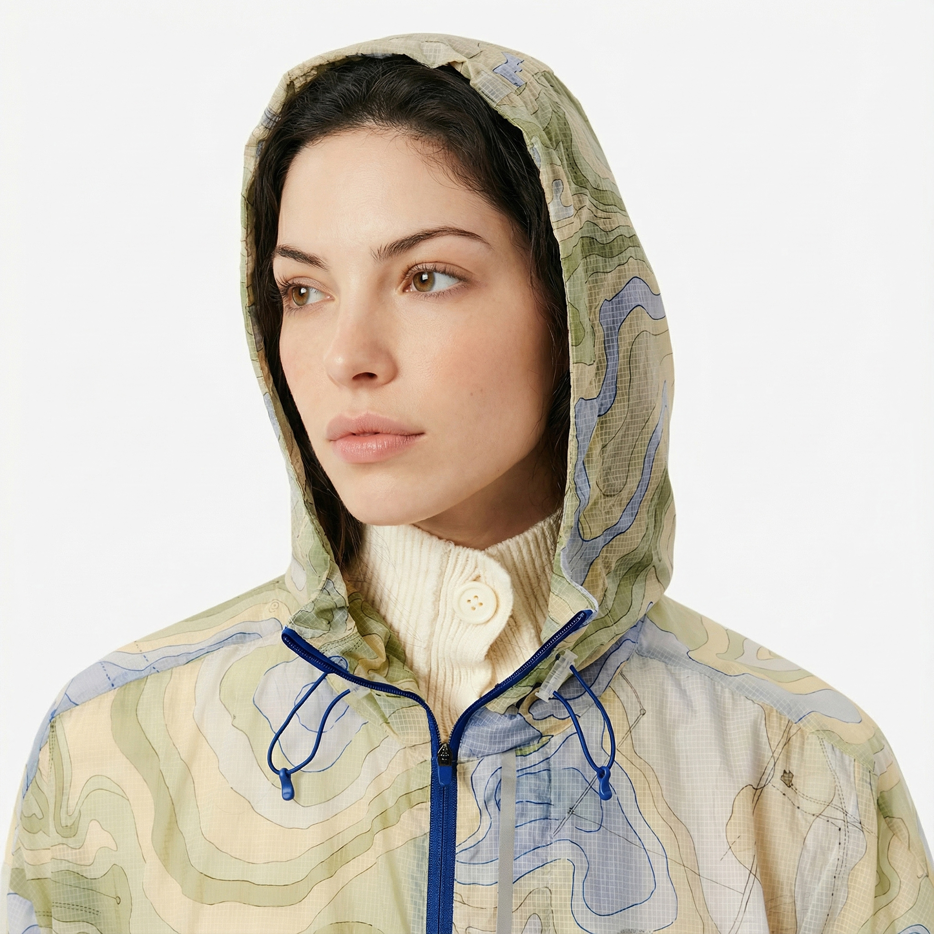 Kadın Oversize Fit Kapüşonlu Renkli Mont