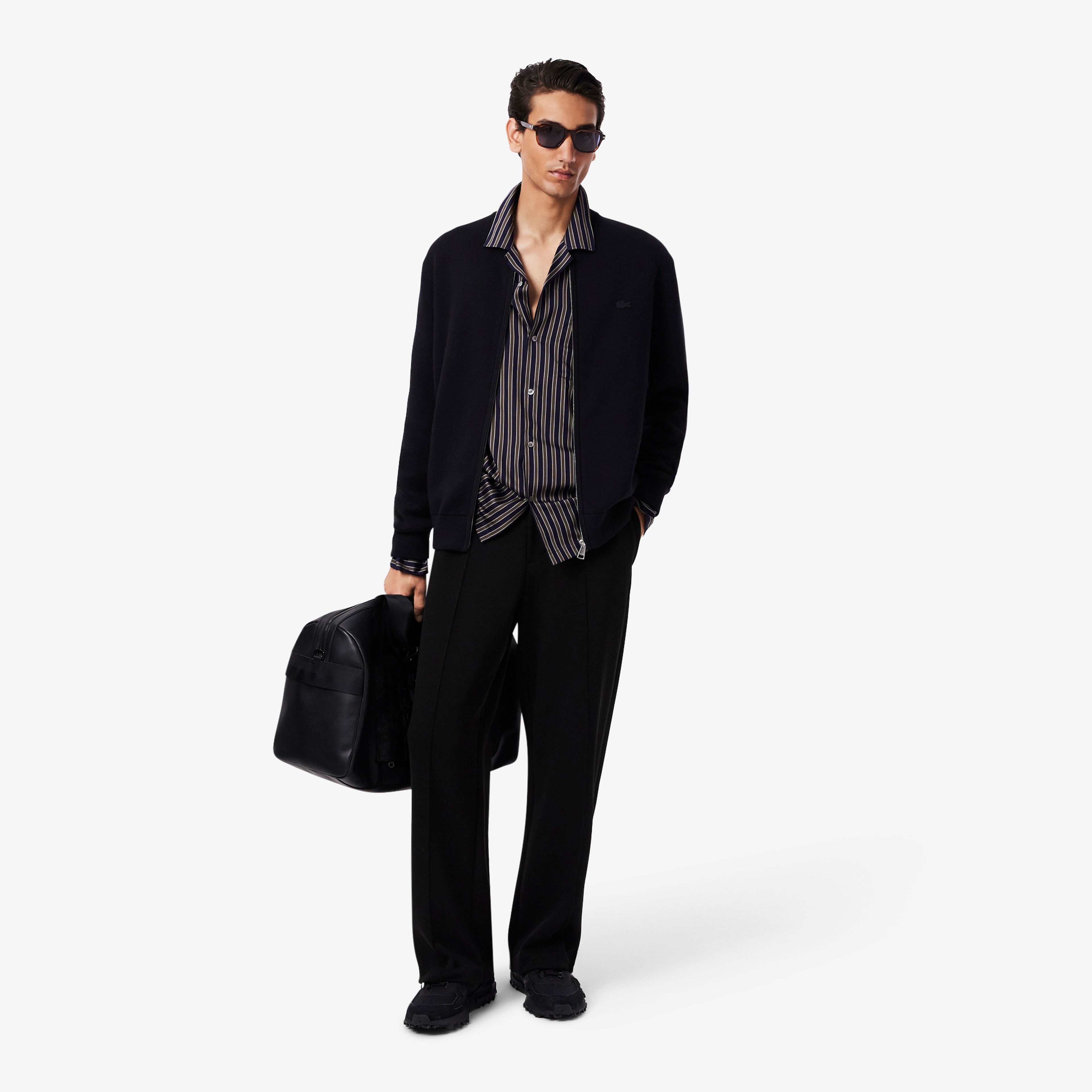 Erkek Classic Fit Fermuarlı Siyah Hırka