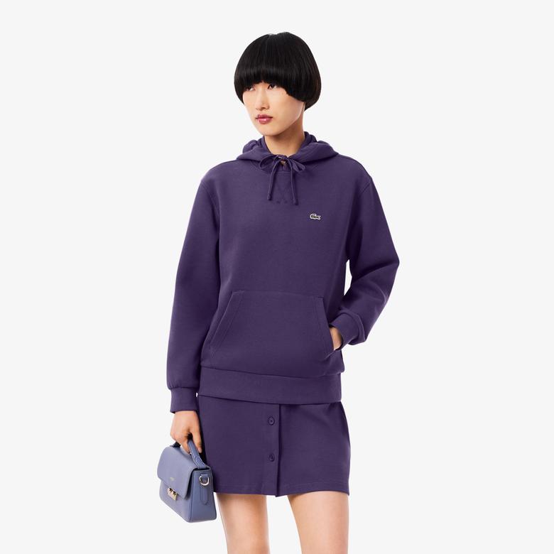 Kadın Relaxed Fit Kapüşonlu Mor Sweatshirt