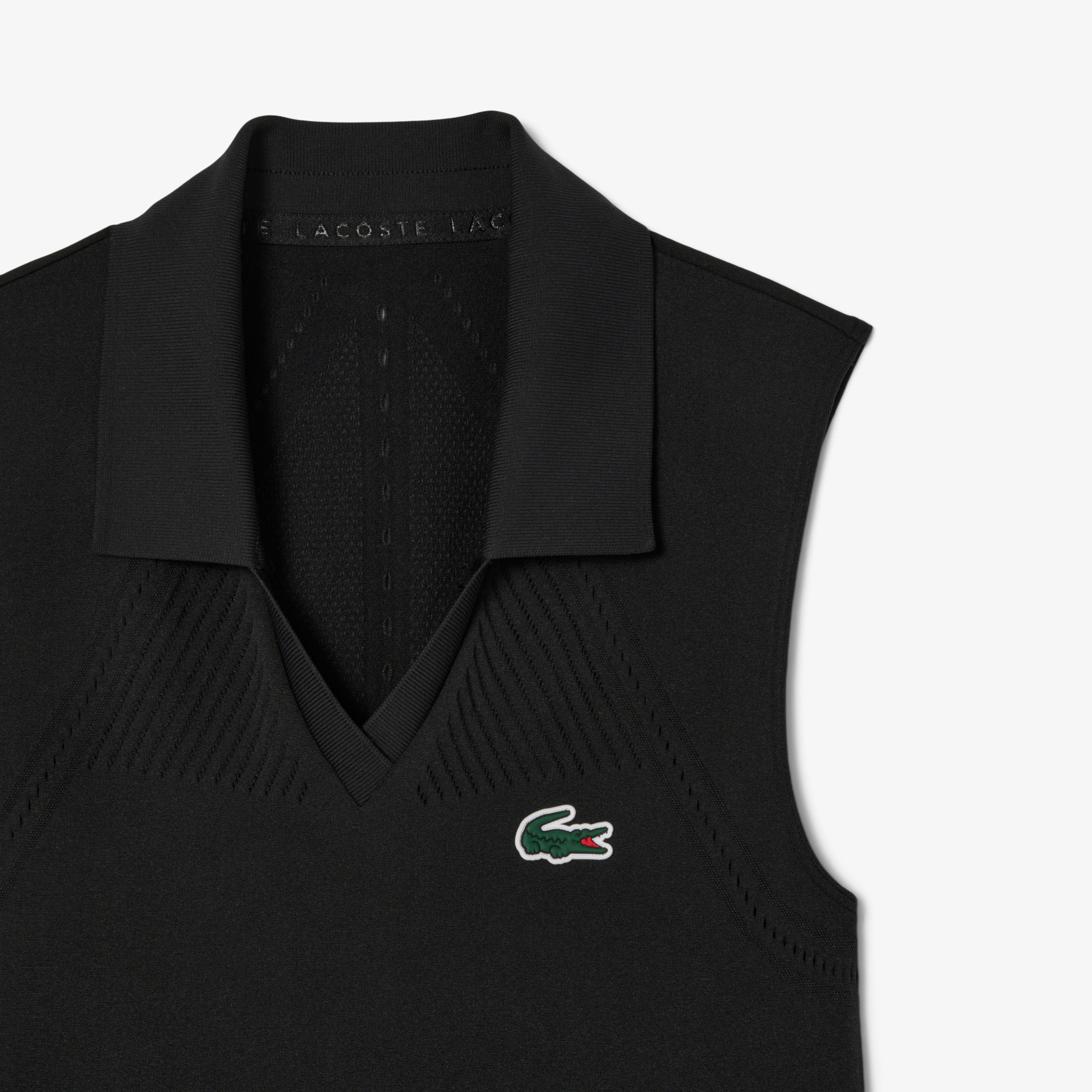 Kadın Flare Fit Kolsuz Polo Yaka Siyah Elbise