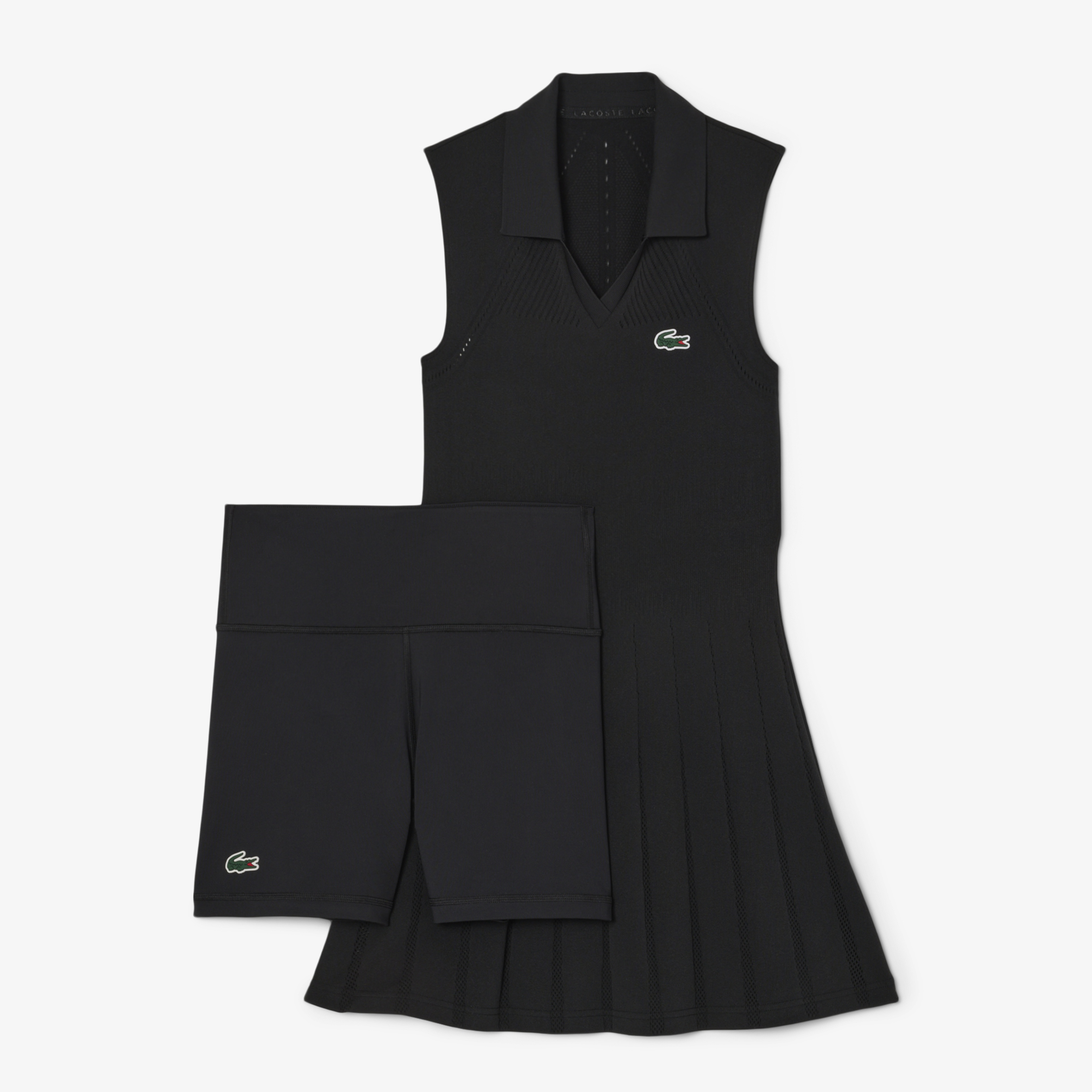 Kadın Flare Fit Kolsuz Polo Yaka Siyah Elbise