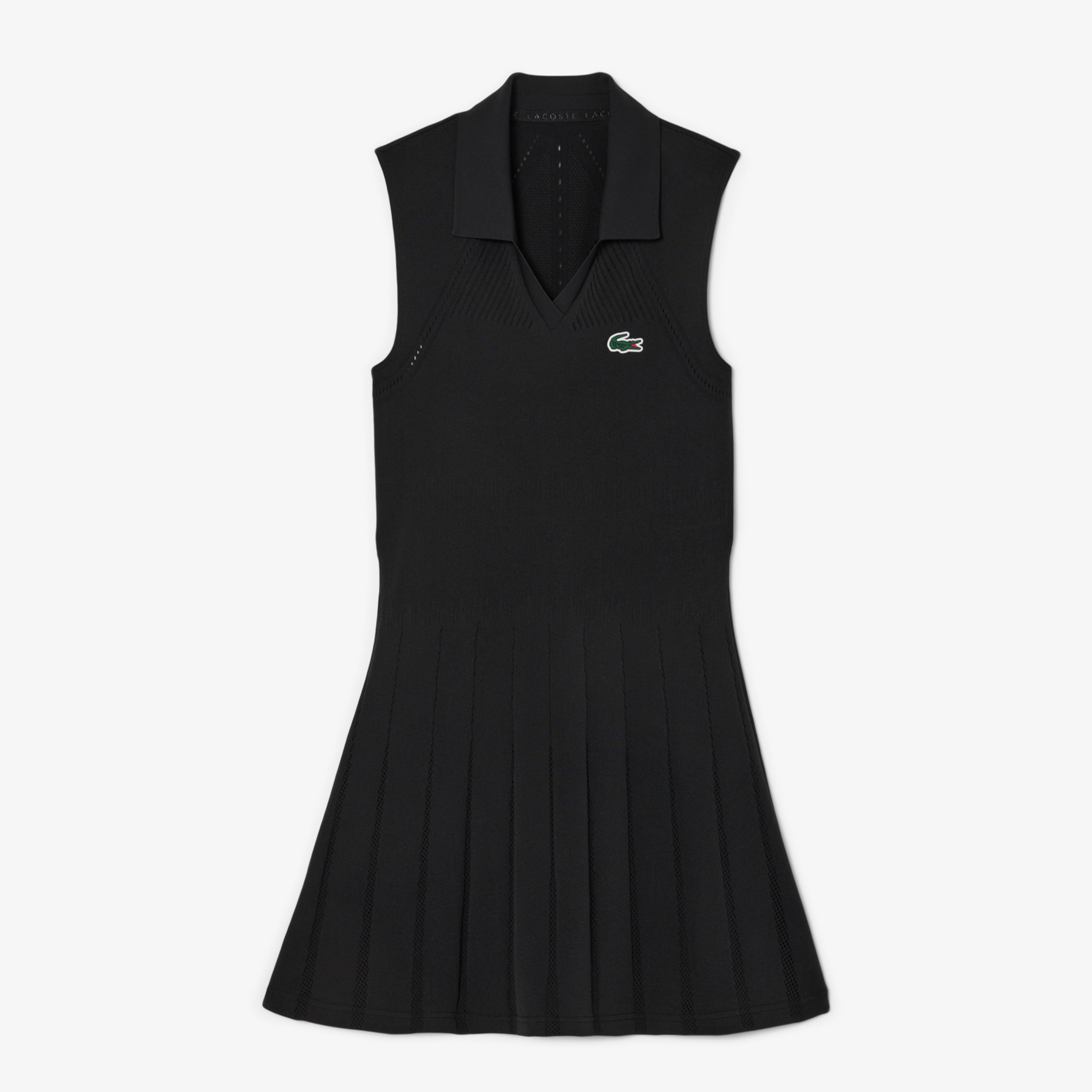 Kadın Flare Fit Kolsuz Polo Yaka Siyah Elbise