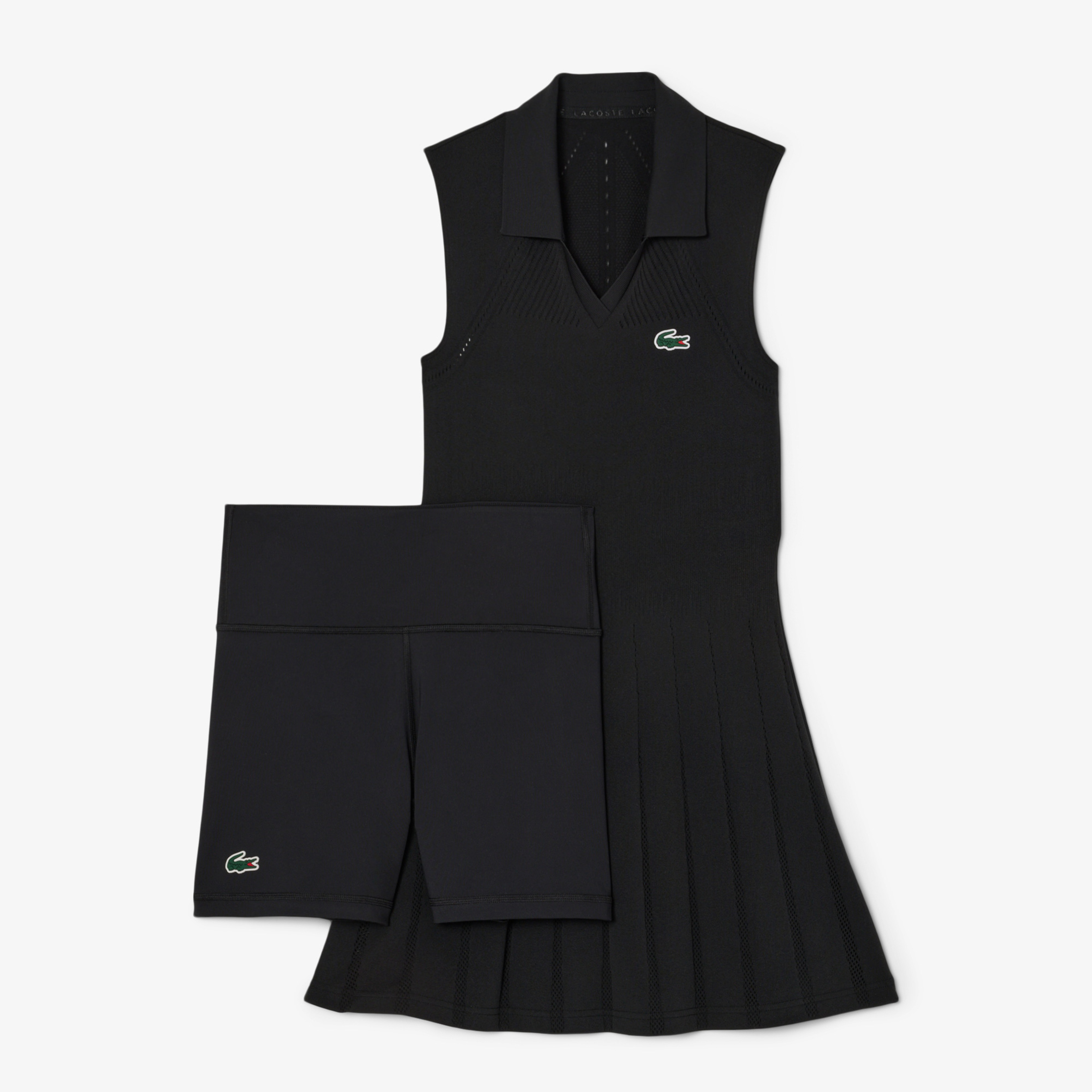 Kadın Flare Fit Kolsuz Polo Yaka Siyah Elbise