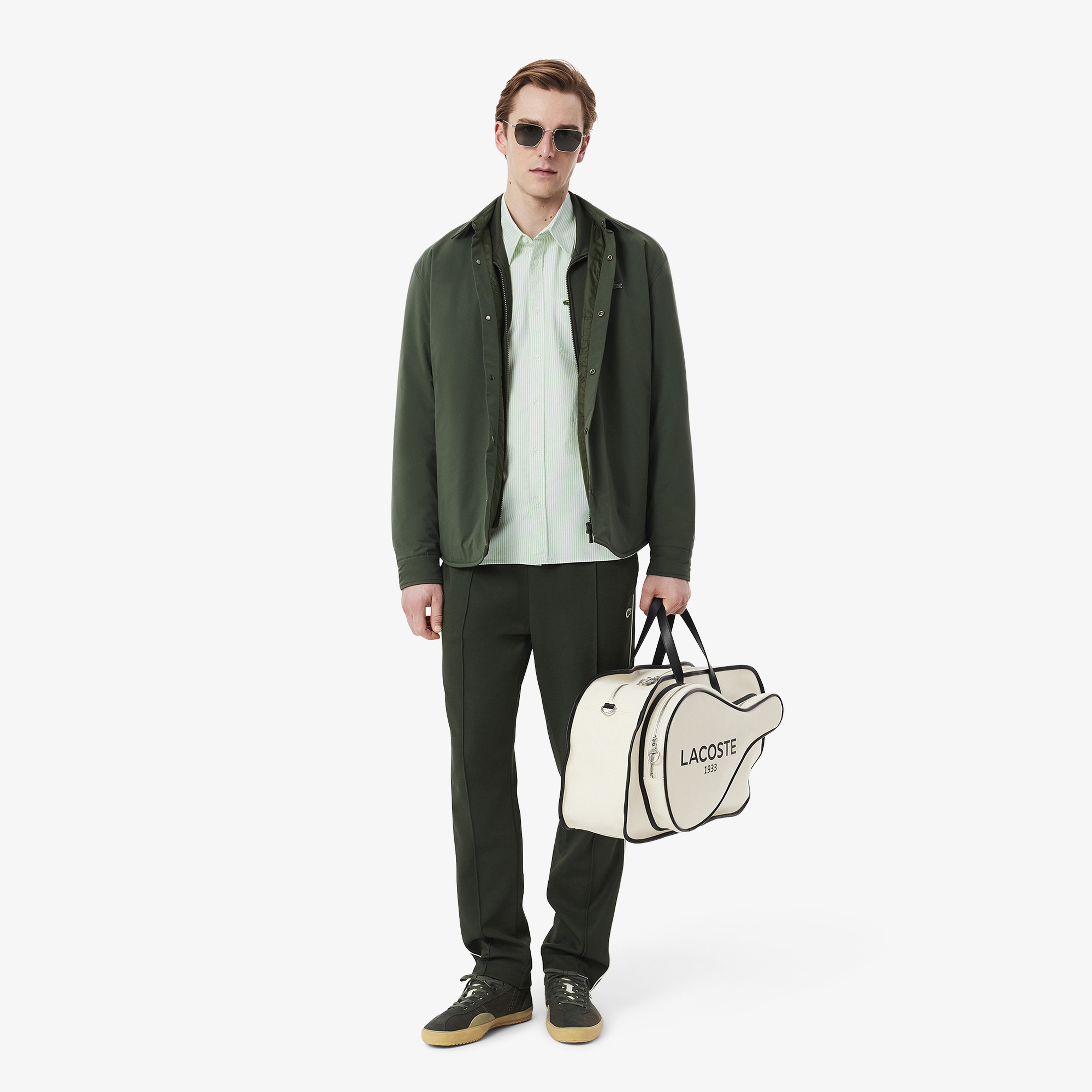 Erkek Regular Fit Çizgili Organik Pamuk Yeşil Gömlek