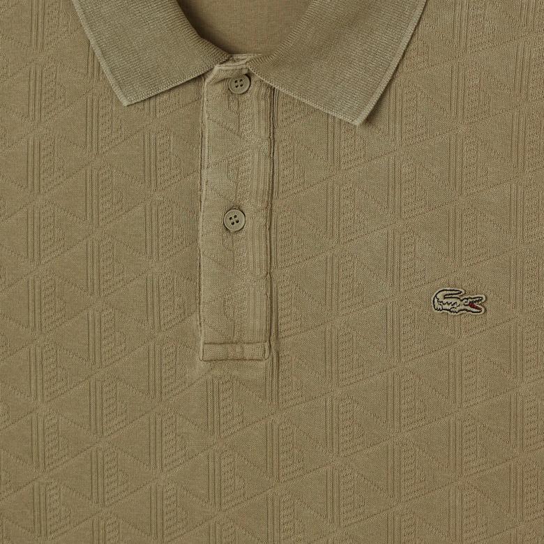 Lacoste Erkek Regular Fit Uzun Kollu Monogram Haki Polo