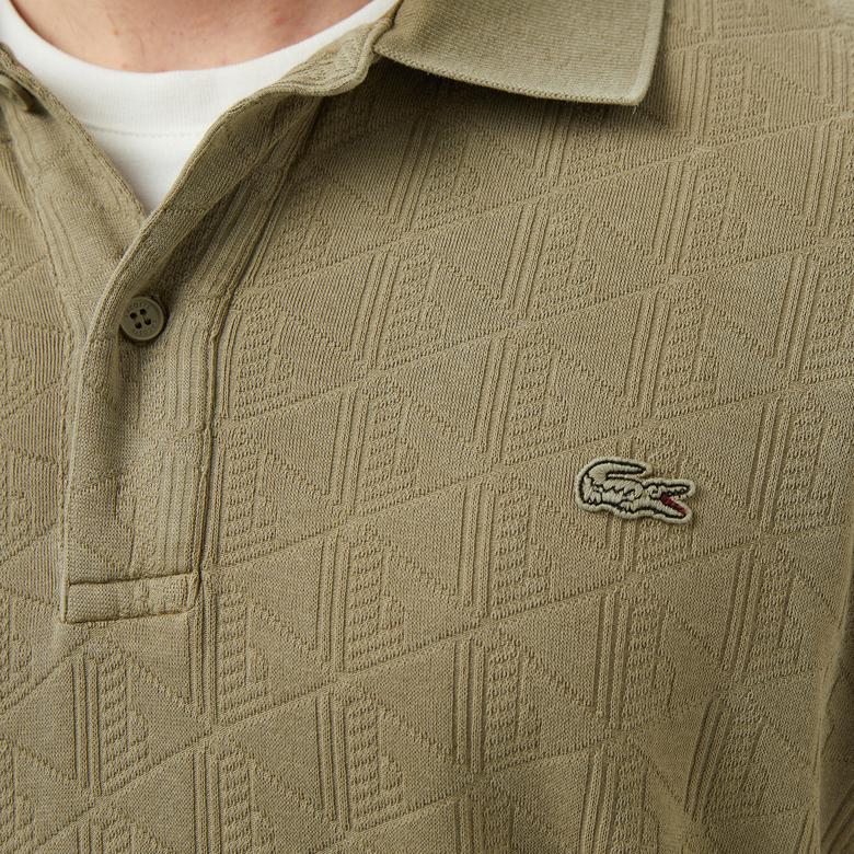 Lacoste Erkek Regular Fit Uzun Kollu Monogram Haki Polo