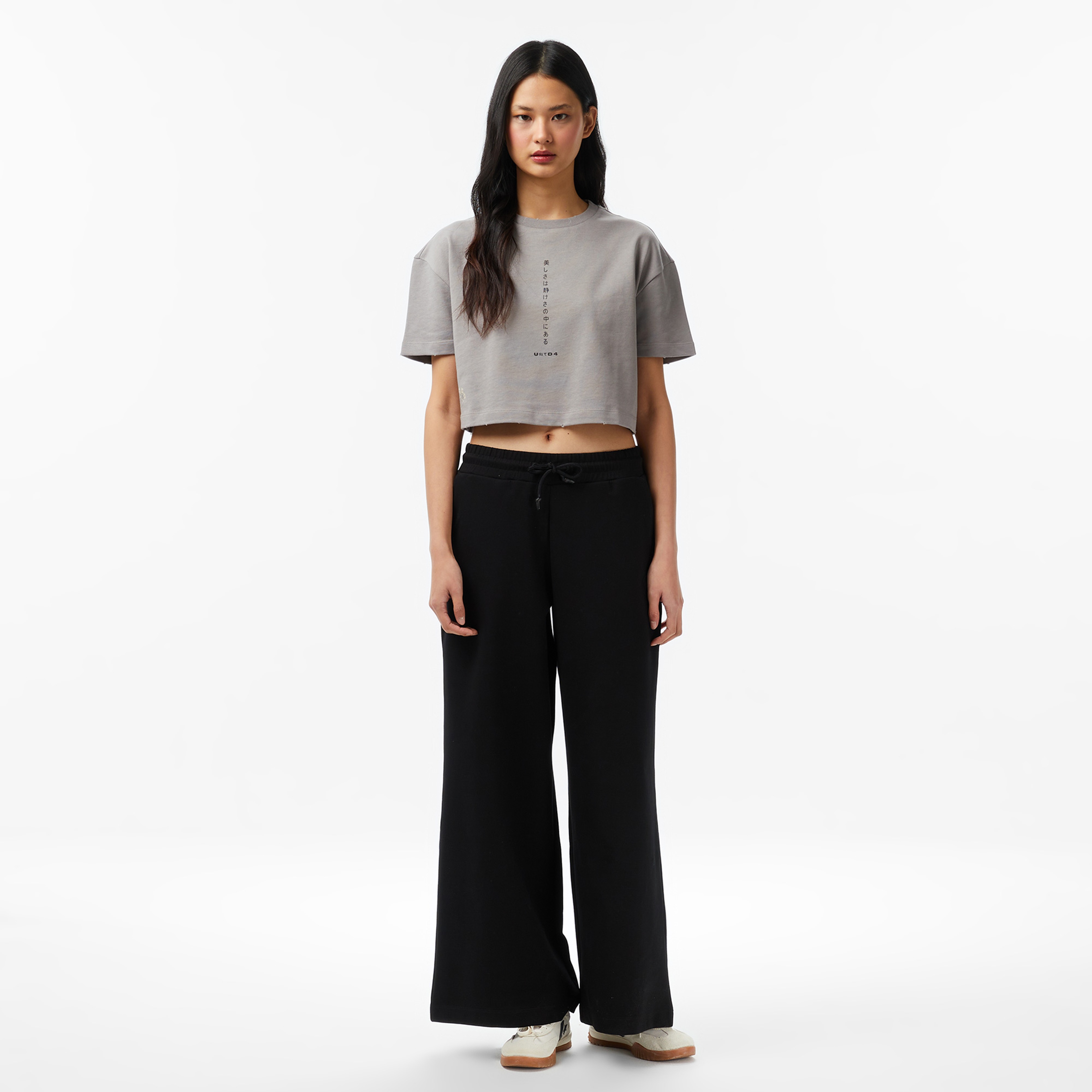 UNITED4 Regular Fit Kadın Gri T-Shirt