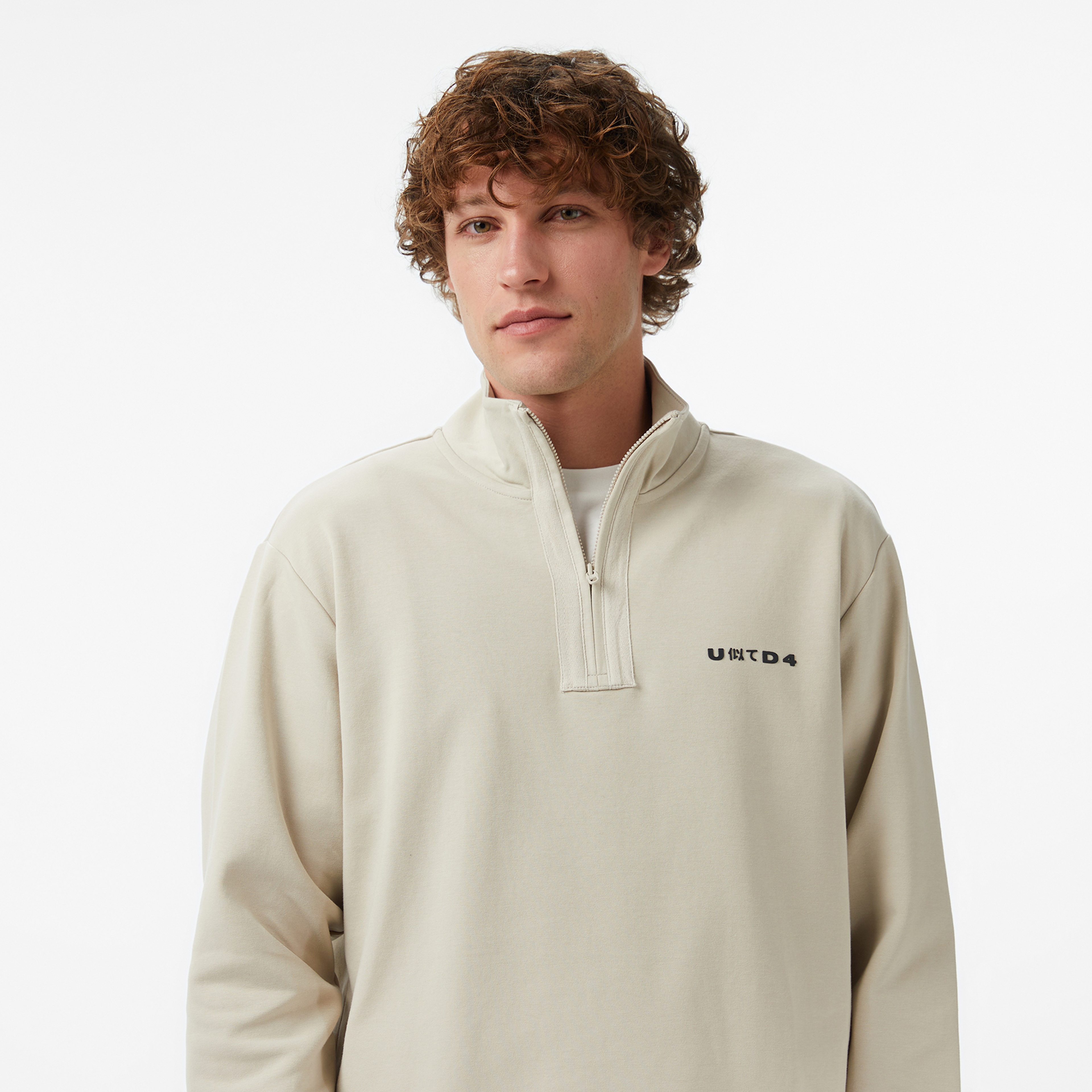 UNITED4 Regular Fit Erkek Bej Sweatshirt