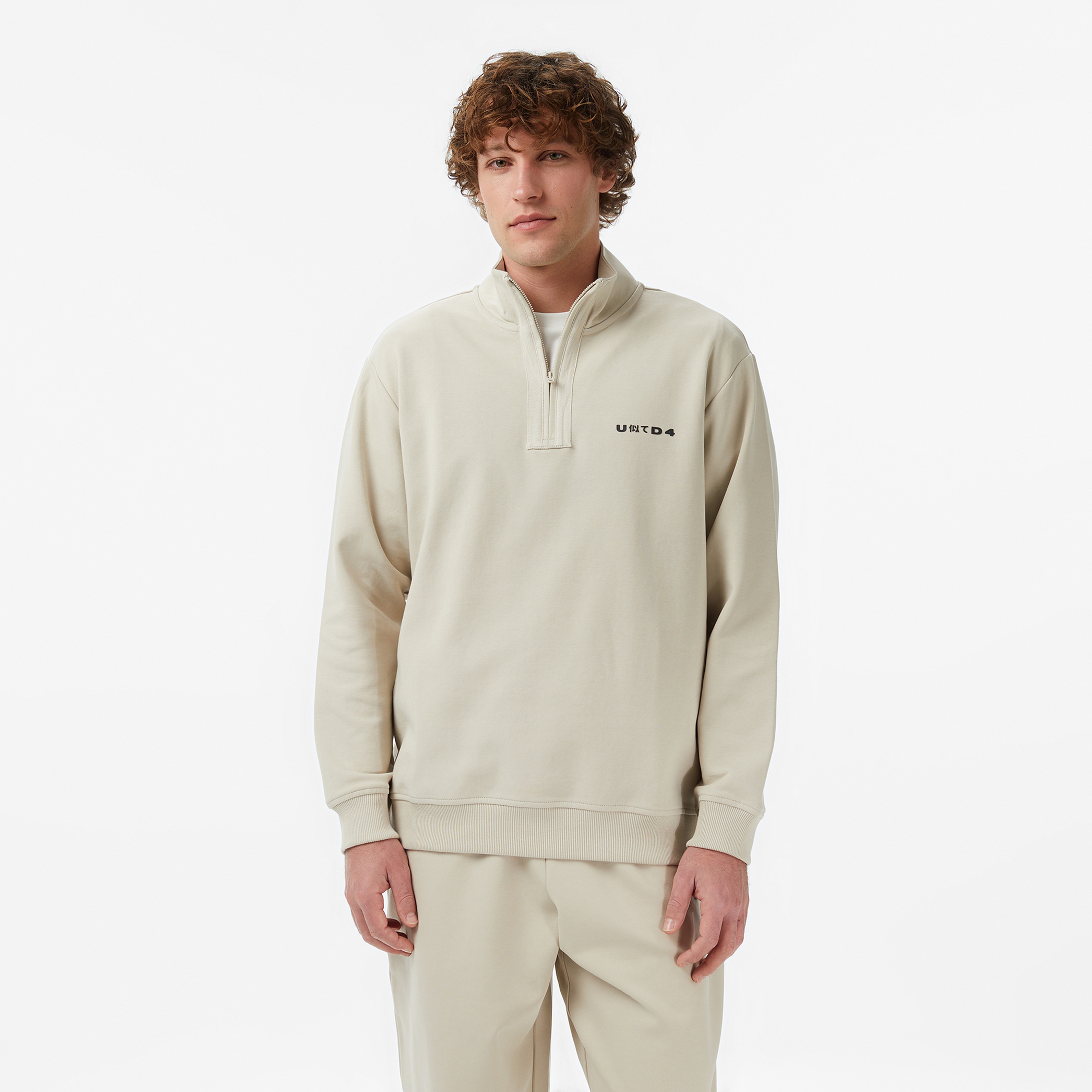 UNITED4 Regular Fit Erkek Bej Sweatshirt