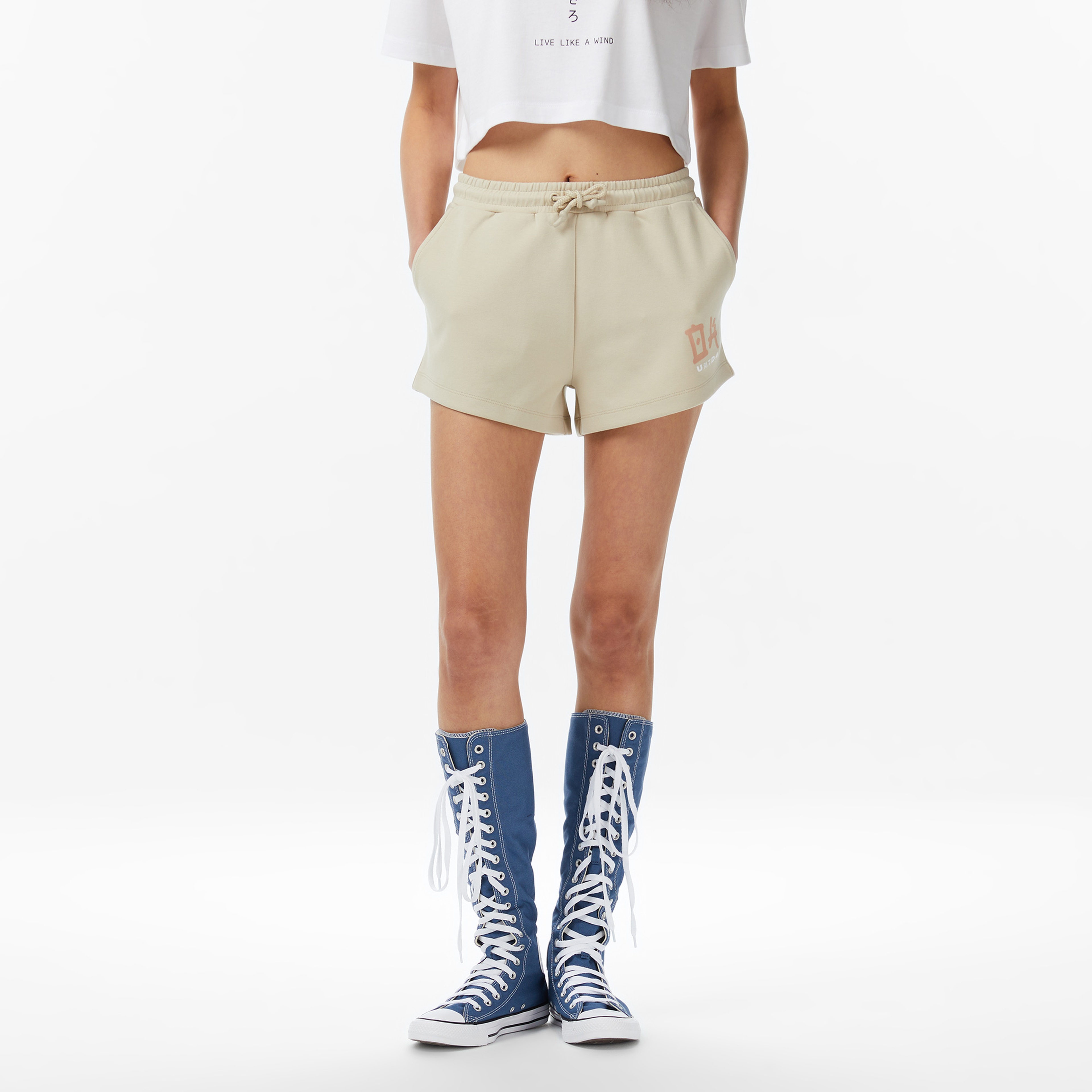 UNITED4 Regular Fit Kadın Krem Şort