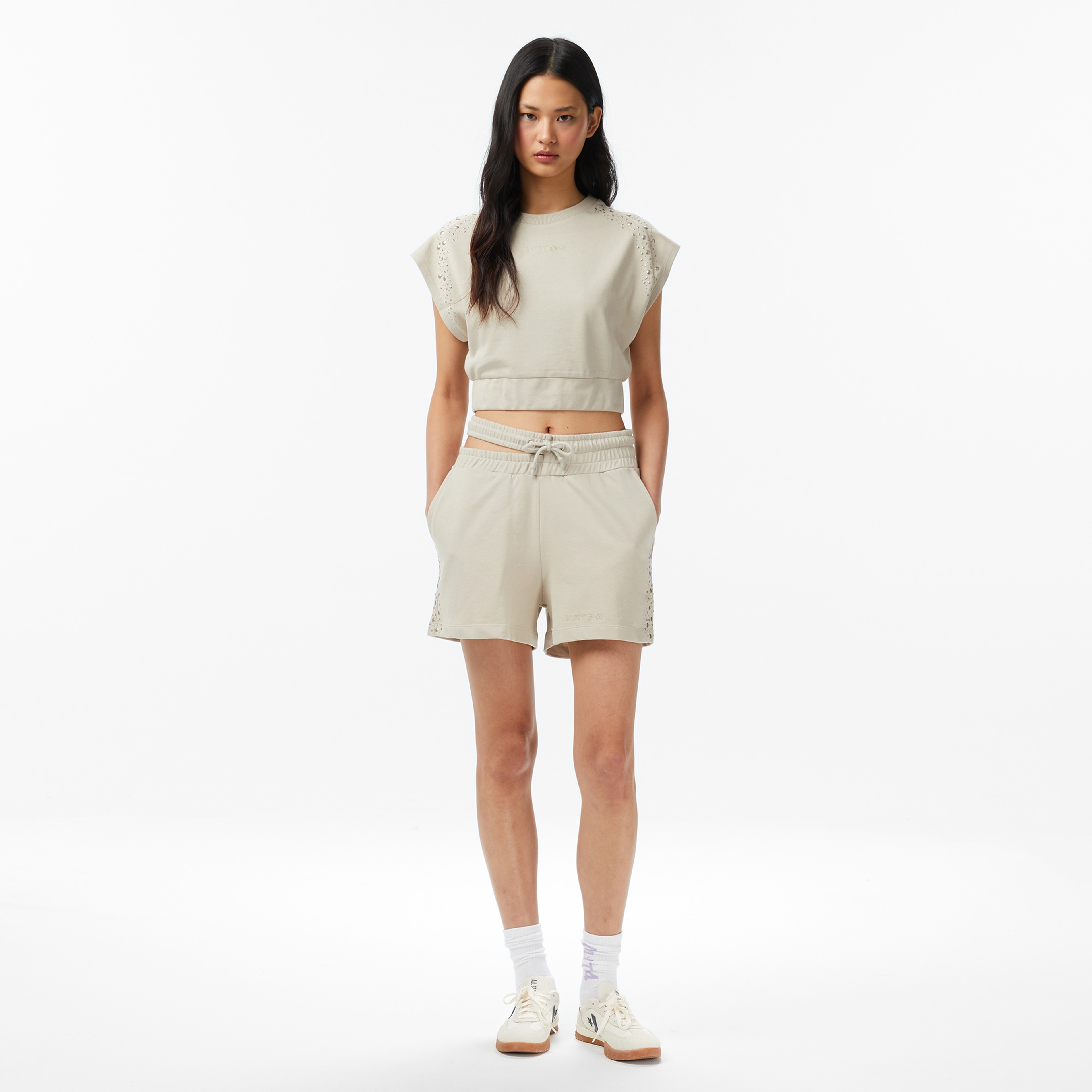 UNITED4 Regular Fit Kadın Krem T-Shirt