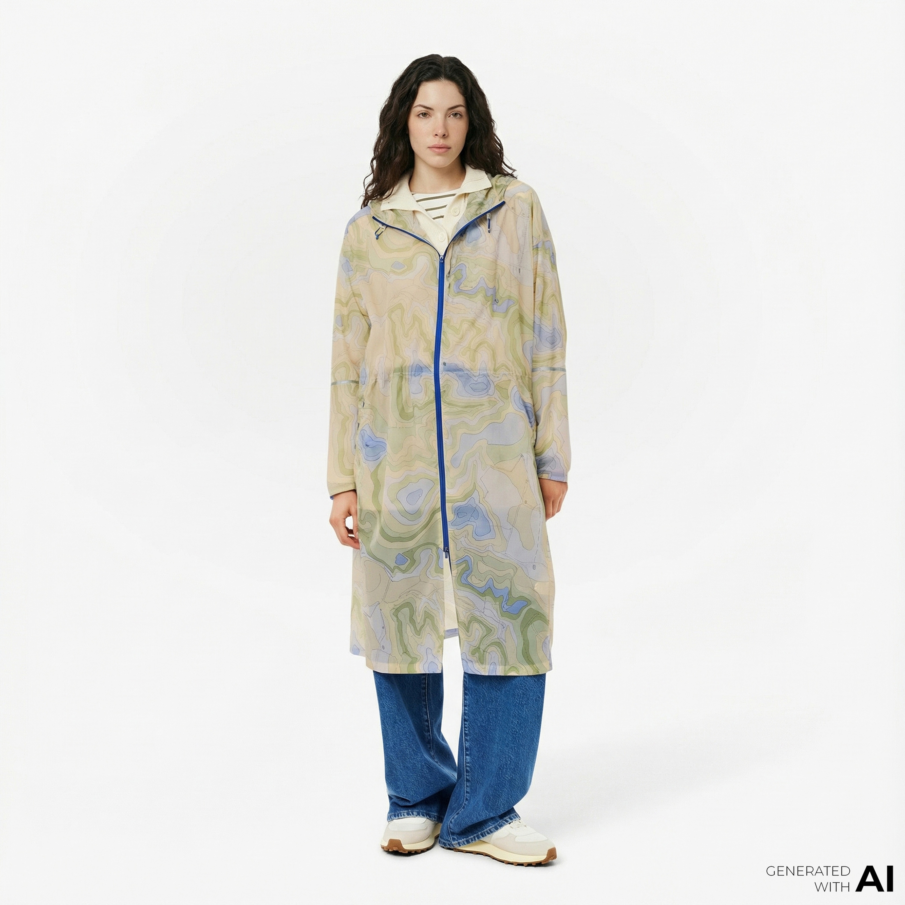 Kadın Oversize Fit Kapüşonlu Renkli Mont