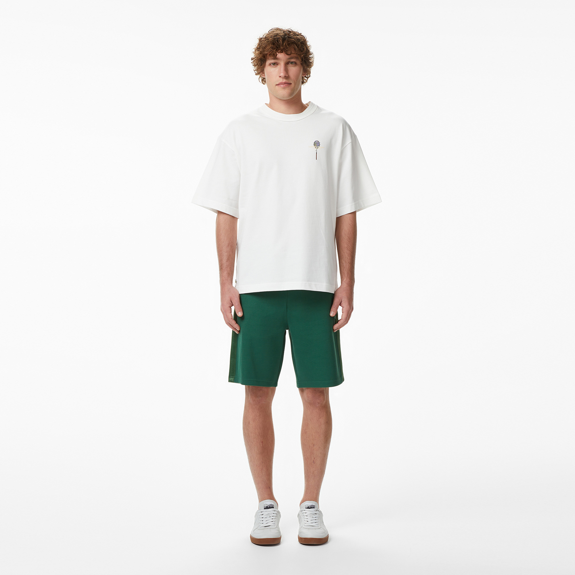 Erkek Loose Fit Bisiklet Yaka Beyaz T-Shirt