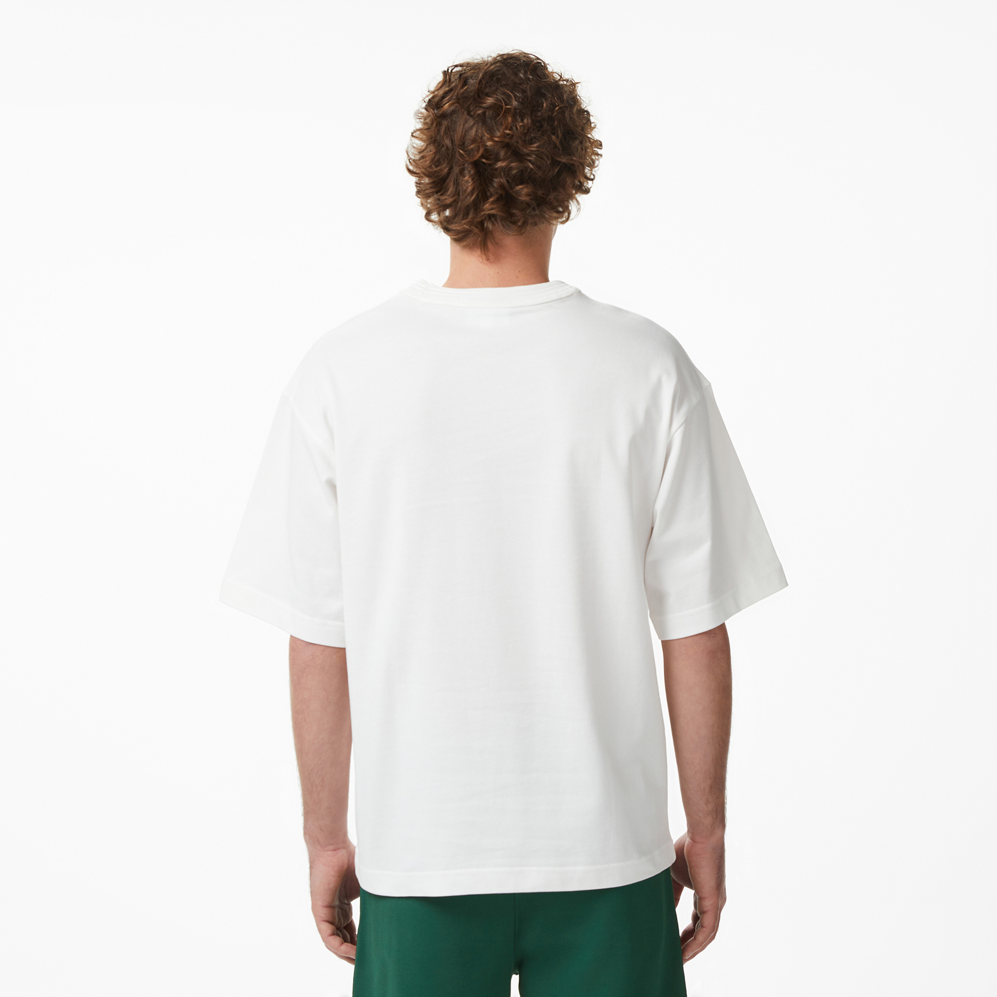 Erkek Loose Fit Bisiklet Yaka Beyaz T-Shirt