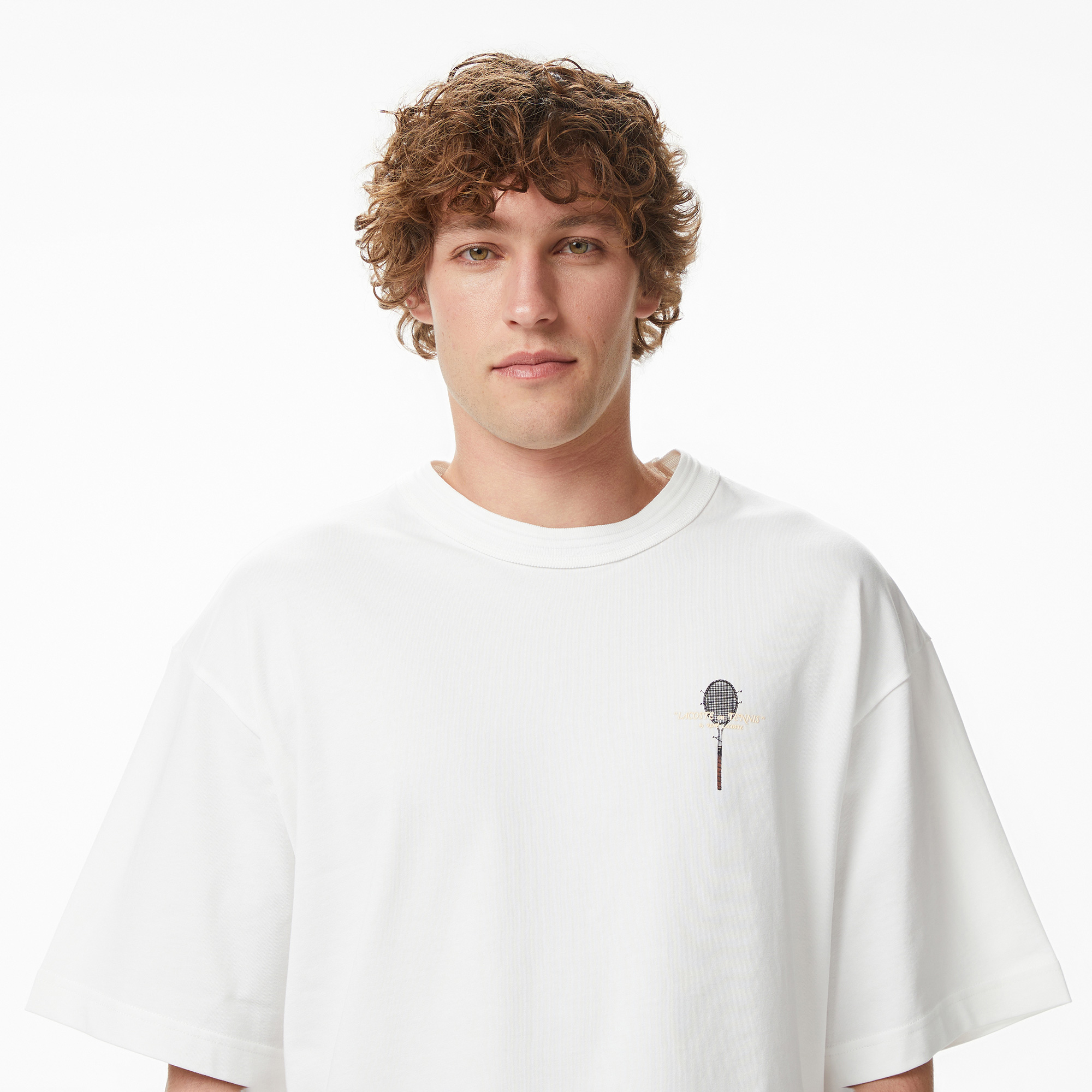 Erkek Loose Fit Bisiklet Yaka Beyaz T-Shirt