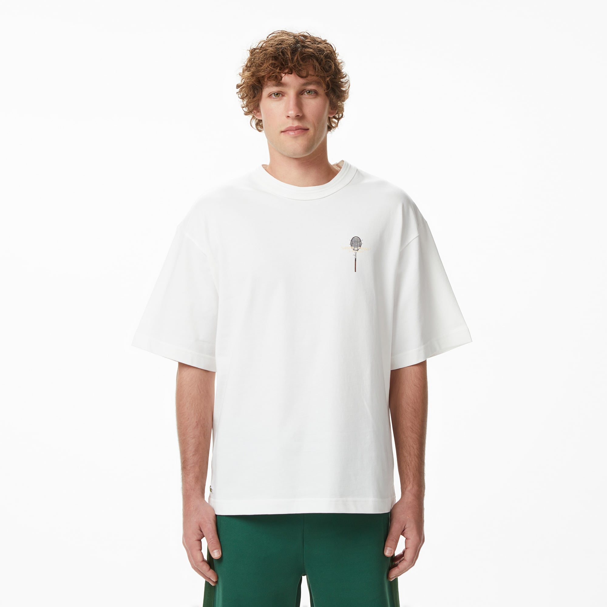 Erkek Loose Fit Bisiklet Yaka Beyaz T-Shirt
