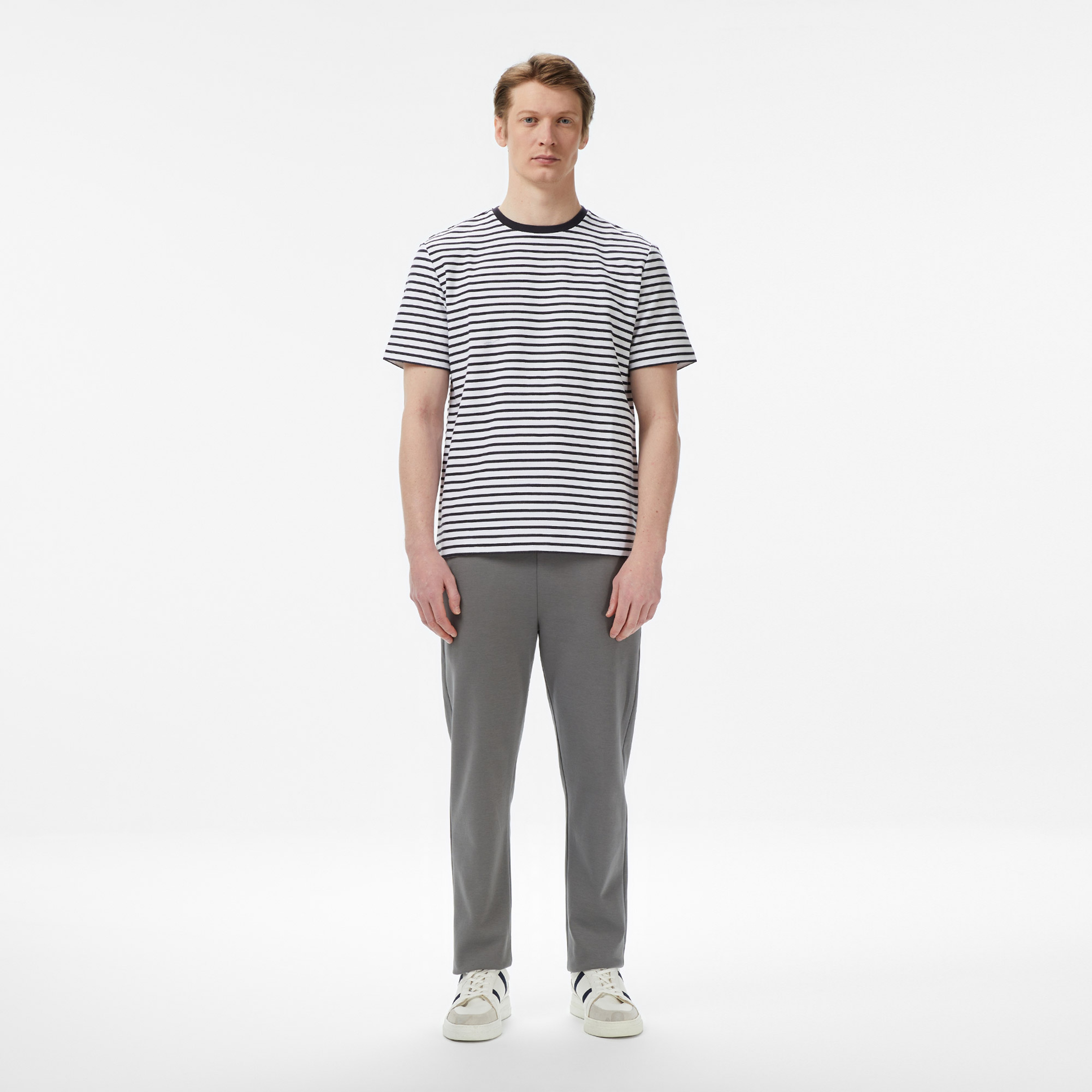 Nautica Erkek Lacivert Regular Fit Çizgili T-Shirt