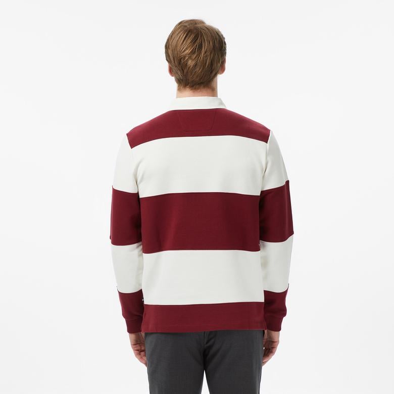 Nautica Erkek Bordo Regular Fit Çizgili Sweatshirt