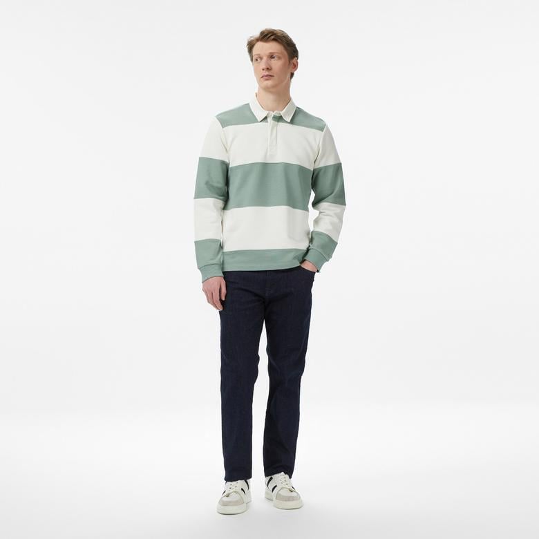 Nautica Erkek Yeşil Regular Fit Çizgili Sweatshirt