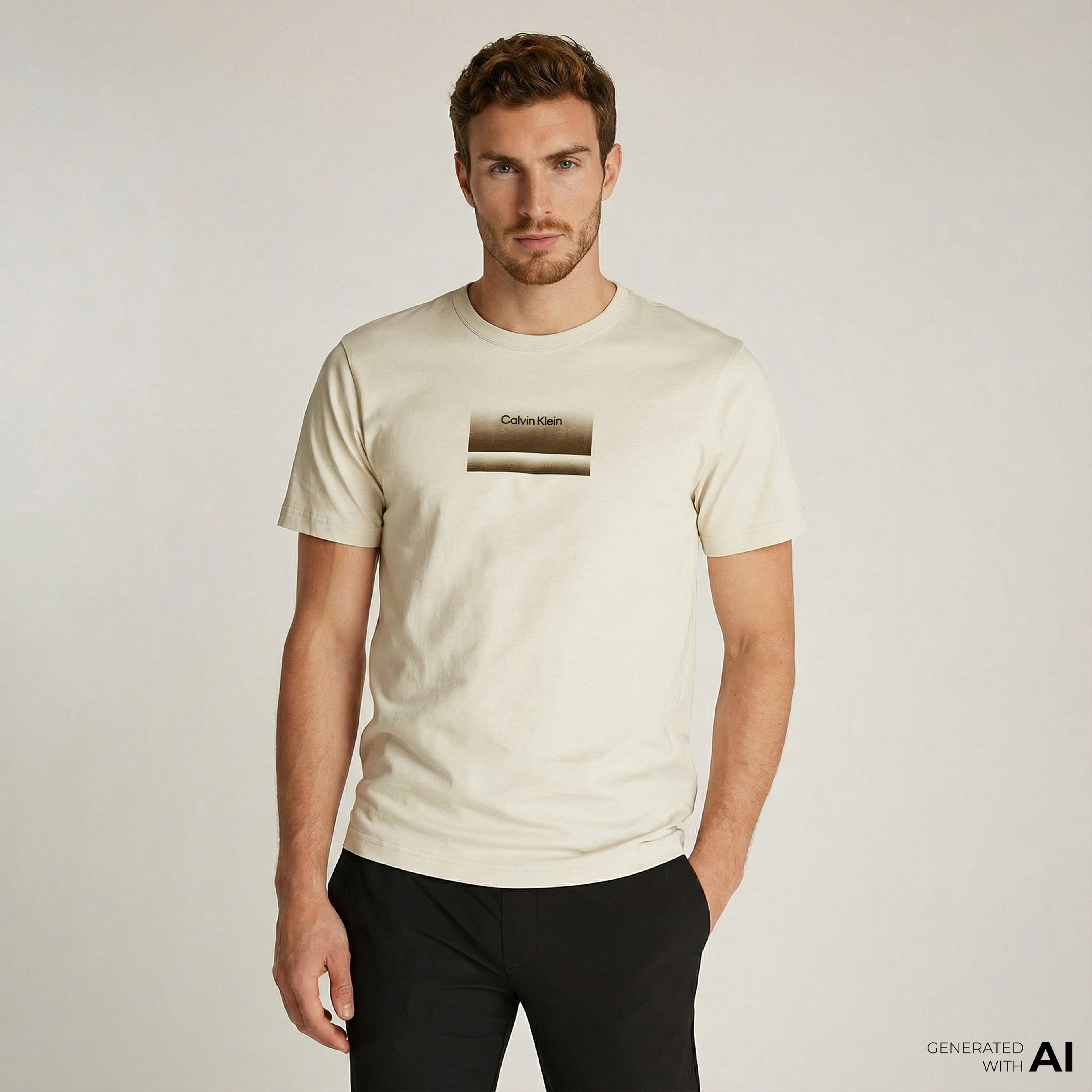 Calvin Klein Erkek Gri T-Shirt