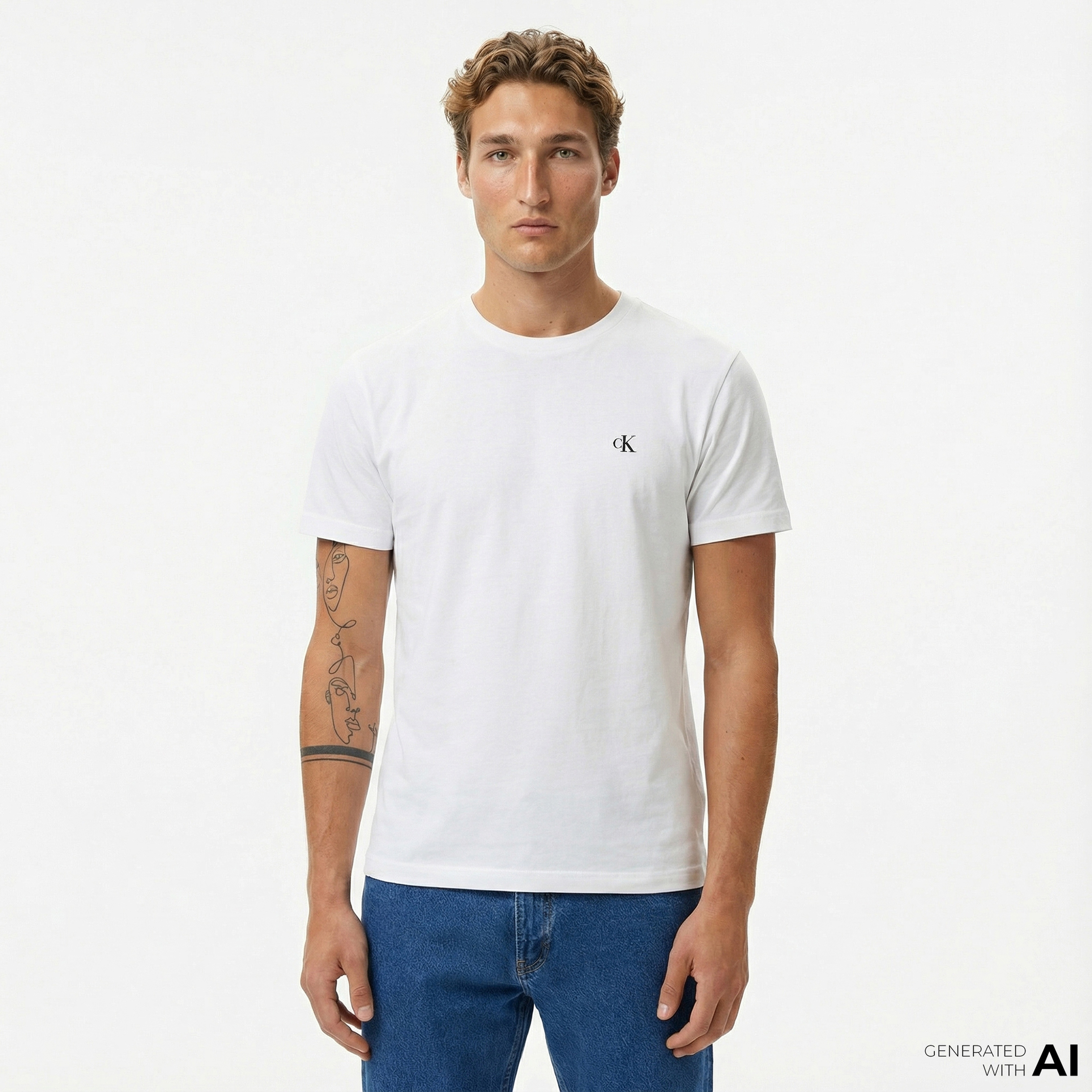 Calvin Klein Jeans Stamp Back Graphic Relaxed Erkek Beyaz T-Shirt