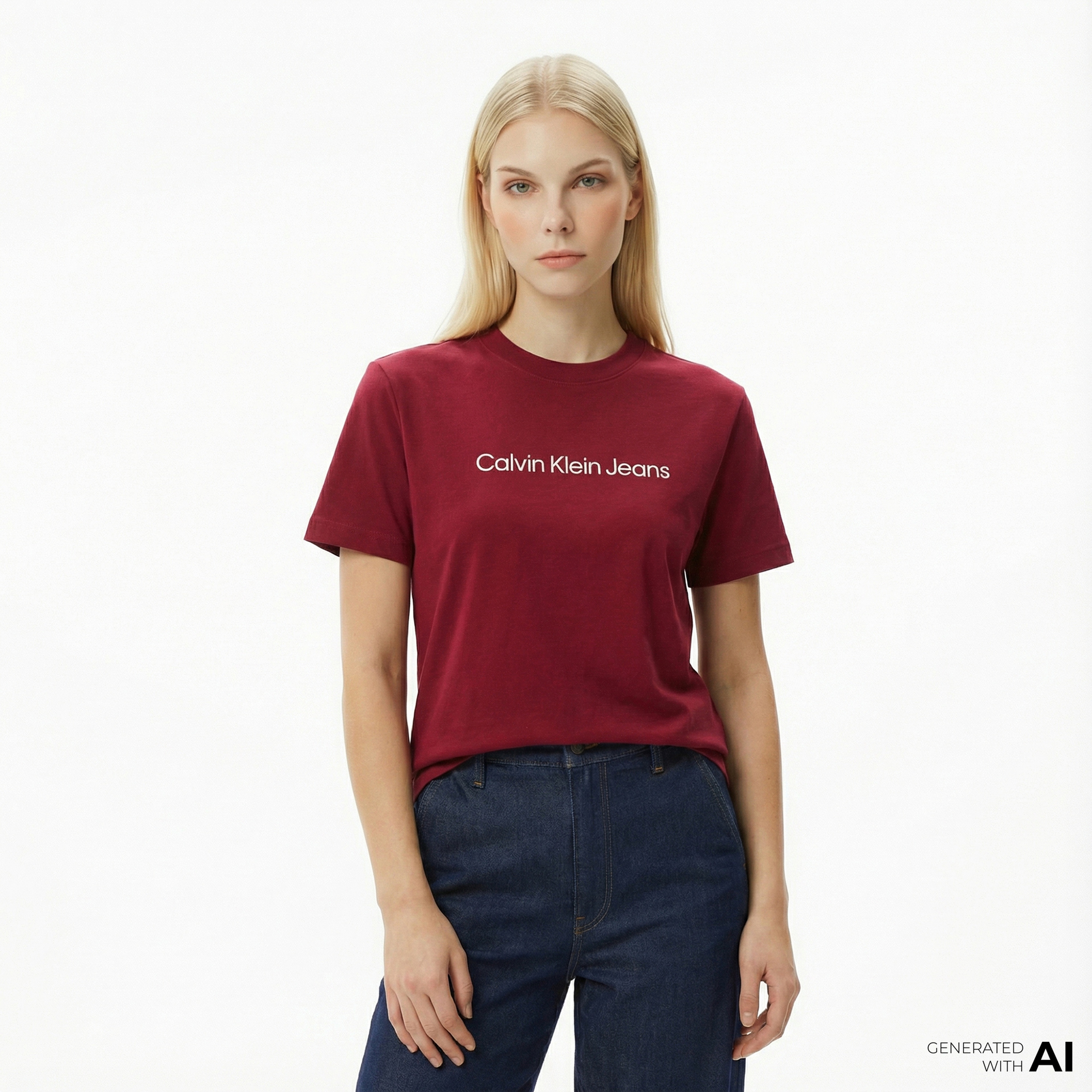 Calvin Klein Logo Classic   Kadın Kırmızı T-Shirt