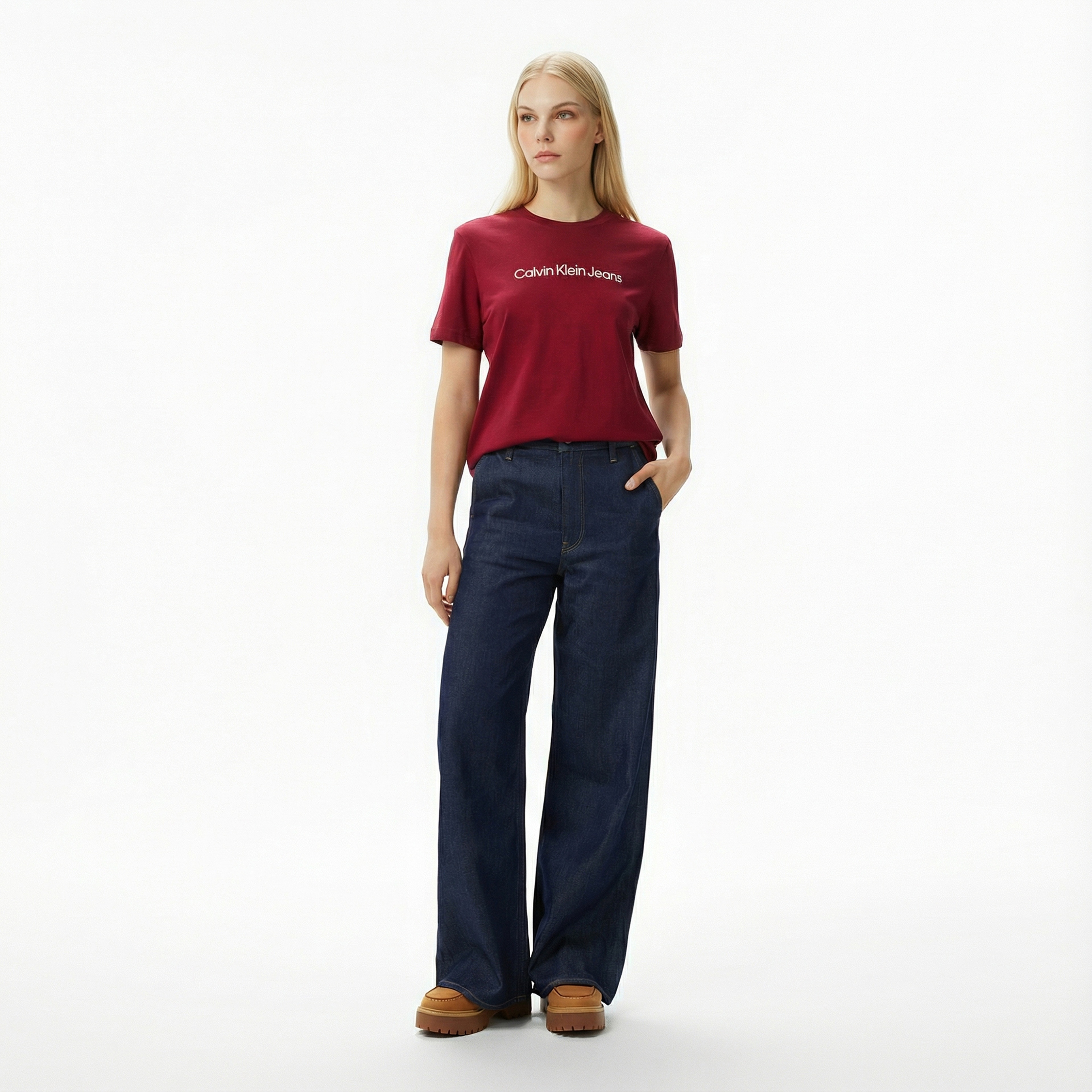 Calvin Klein Logo Classic   Kadın Kırmızı T-Shirt