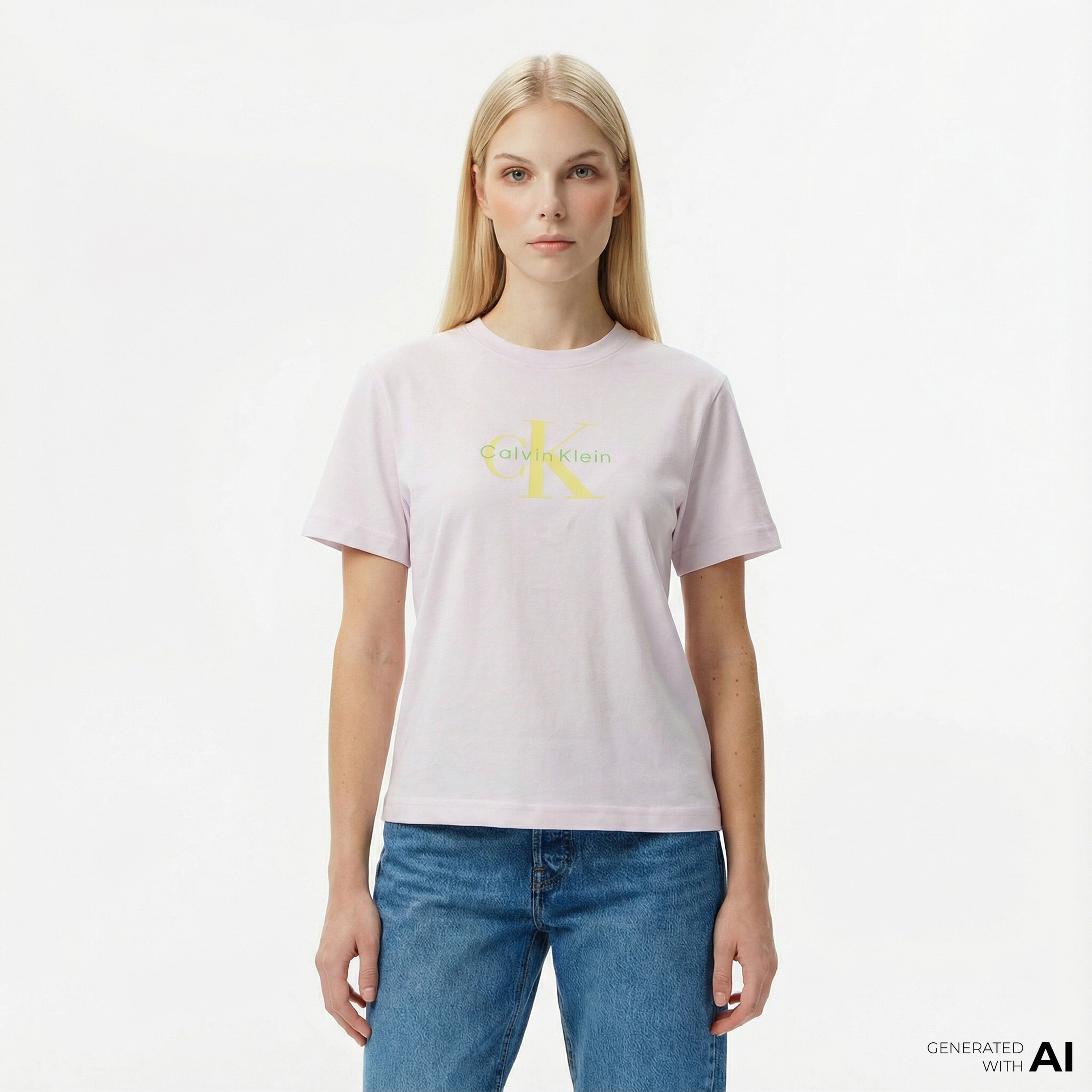 Calvin Klein Hero Classic Monologo Kadın Gri T-Shirt