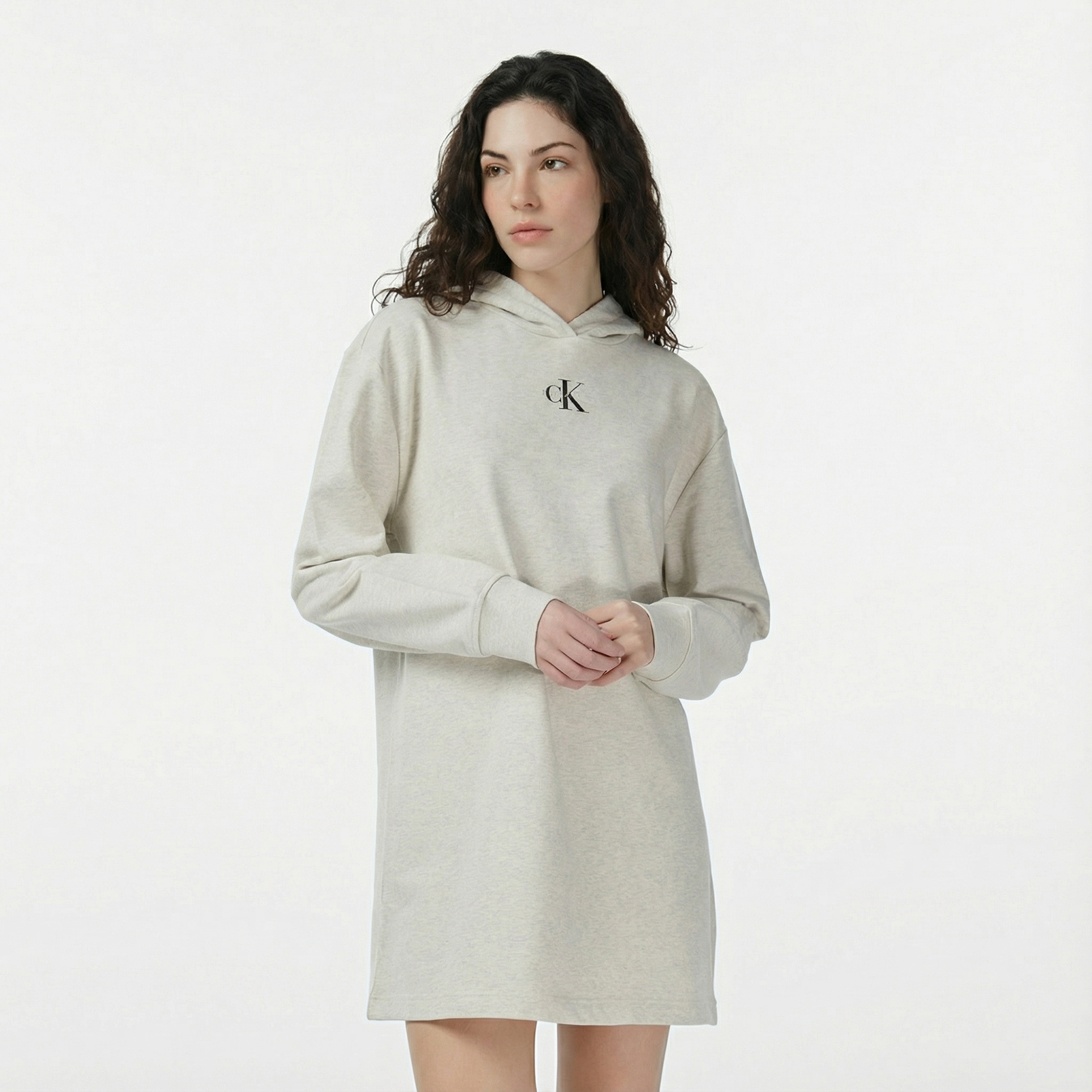 Calvin Klein Monologo Premium Terry Kadın Gri Elbise