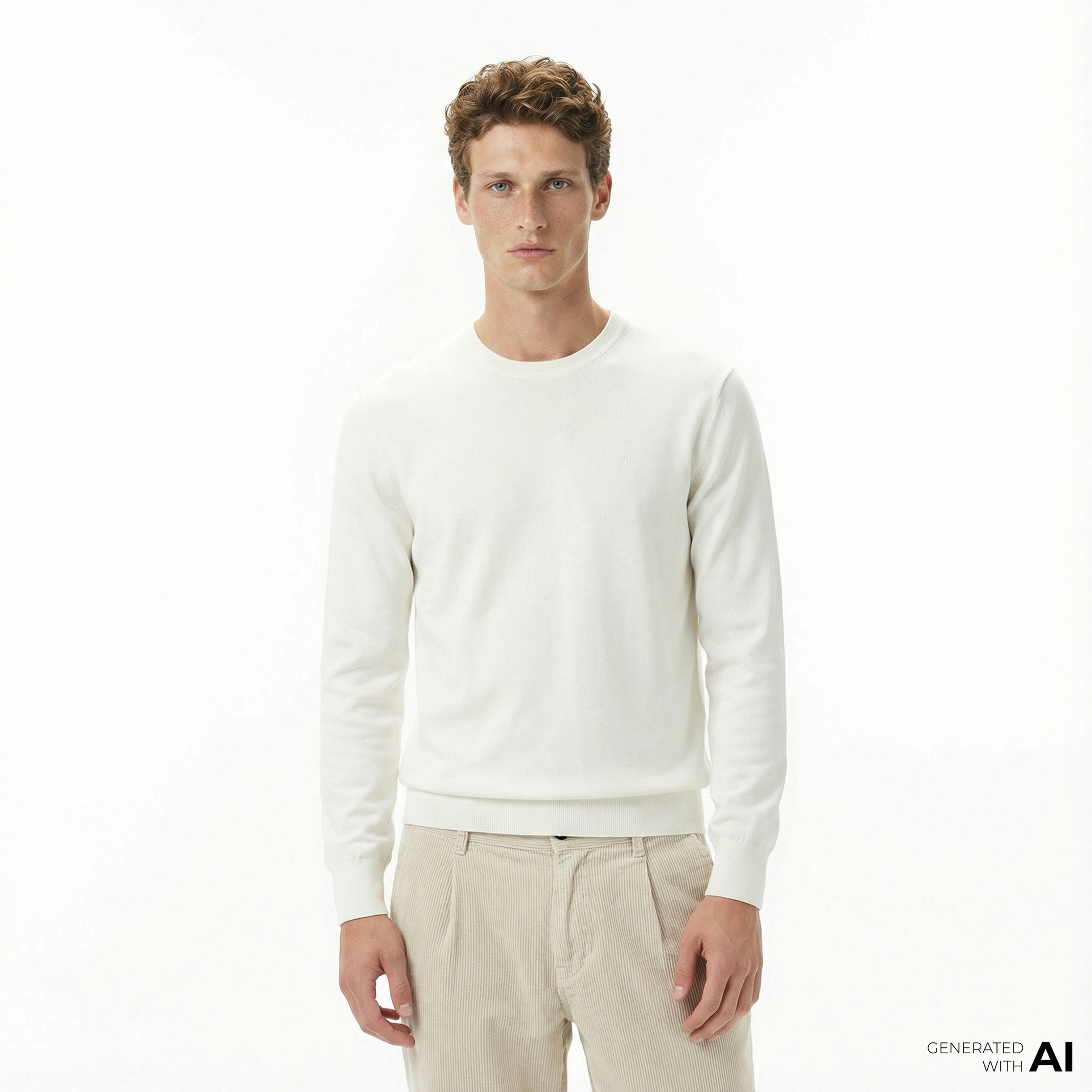Calvin Klein Supima Cotton Crew Erkek Beyaz Triko
