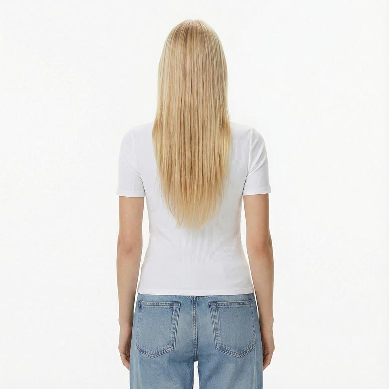 Calvin Klein A- Modal Rib Tee (Essential) Kadın Beyaz T-Shirt