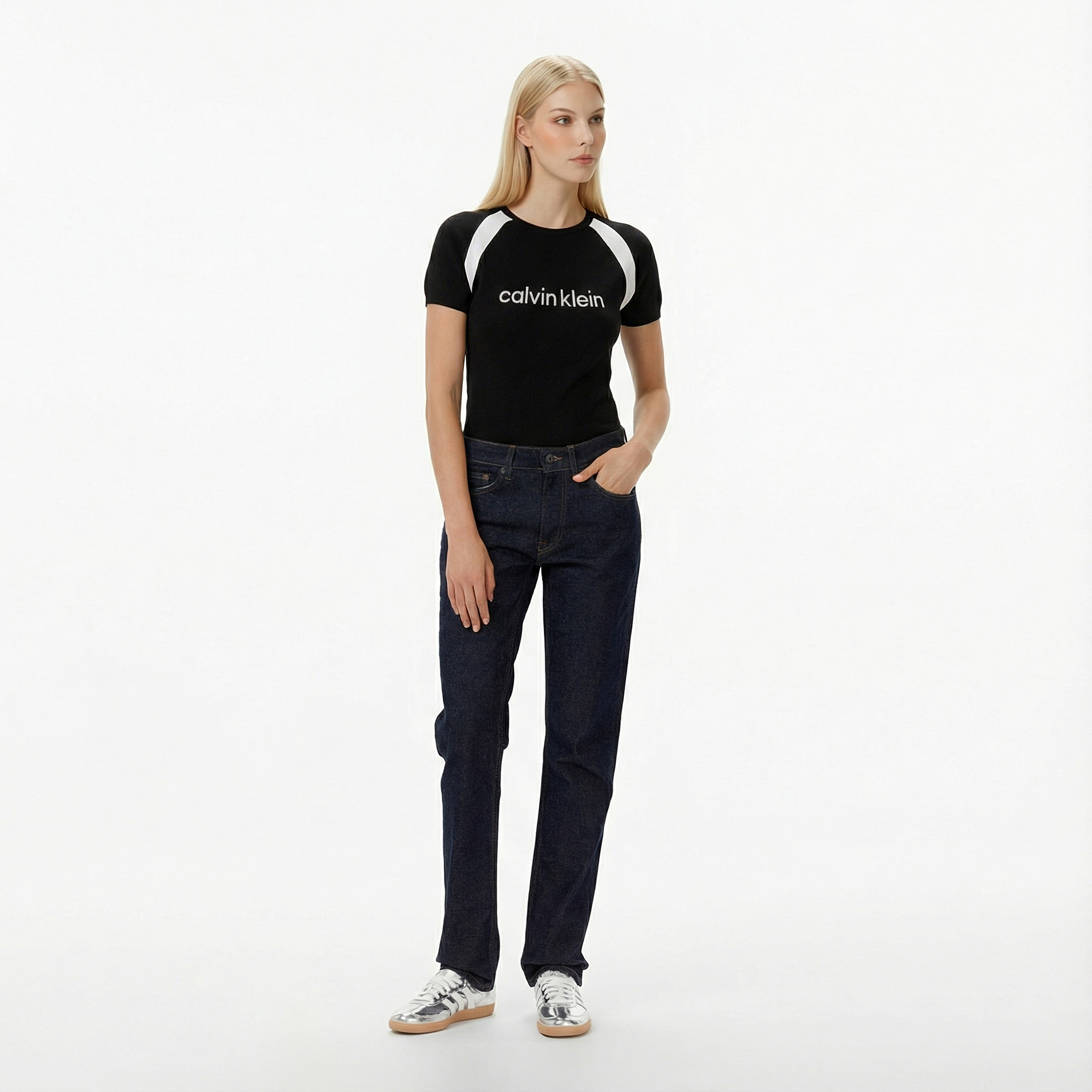 Calvin Klein Liquid Shine Sculpt Kadın Siyah Triko