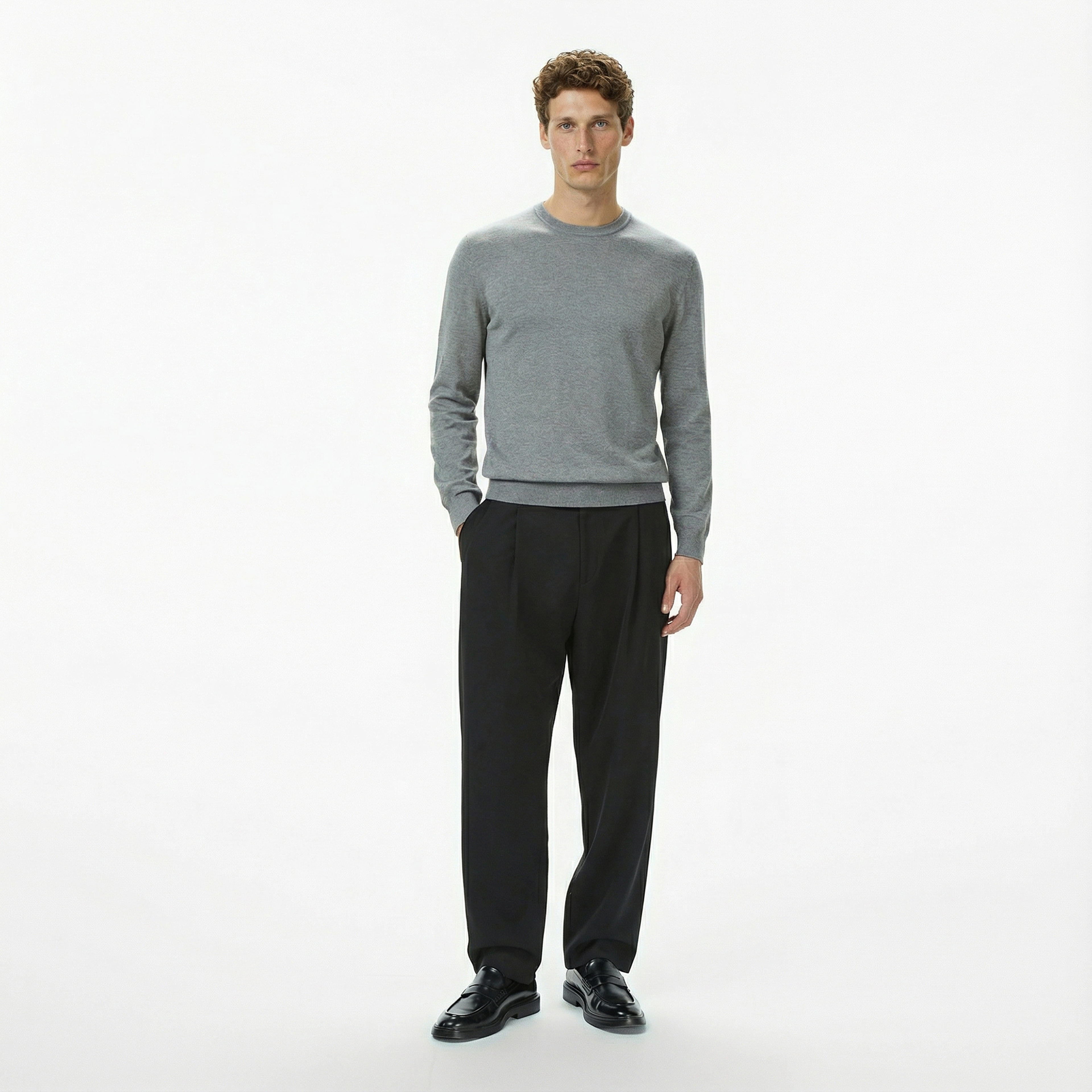 Calvin Klein Supima Cotton Crew Erkek Gri Triko